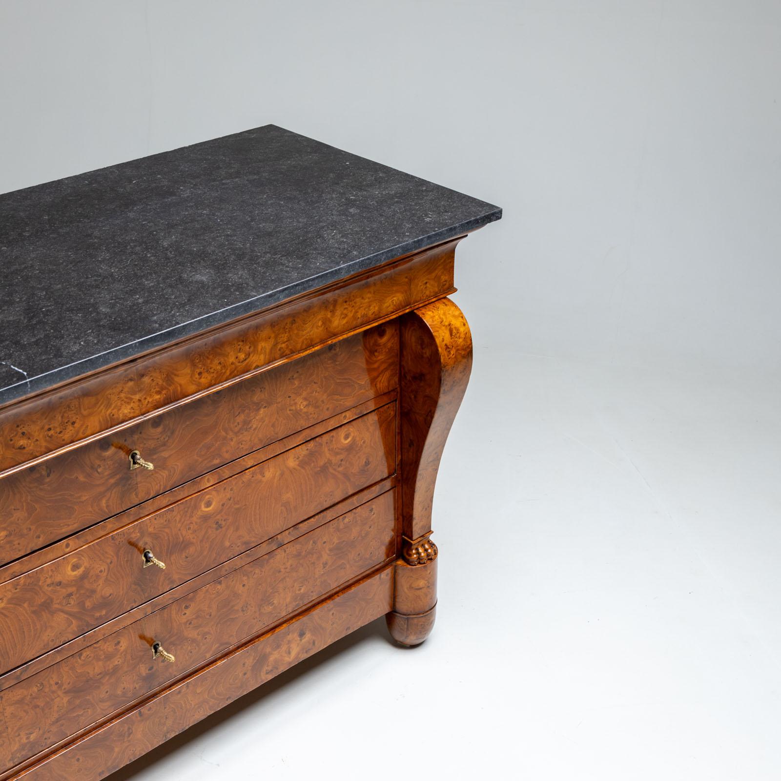 19th Century Chest of drawers with stone top, France, 1st half of the 19th century