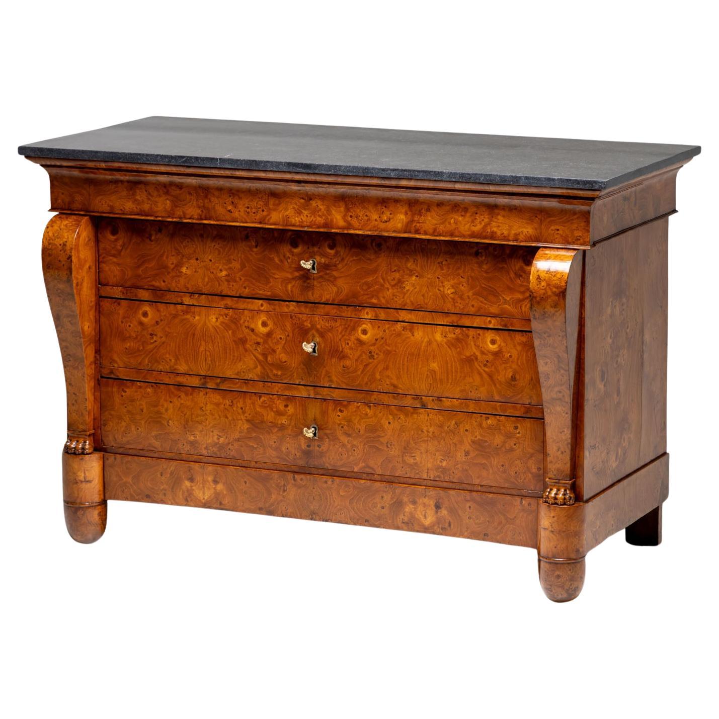 Chest of drawers with stone top, France, 1st half of the 19th century For Sale