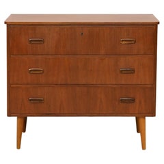 Chest of Drawers with Three Drawers in Teak Wood