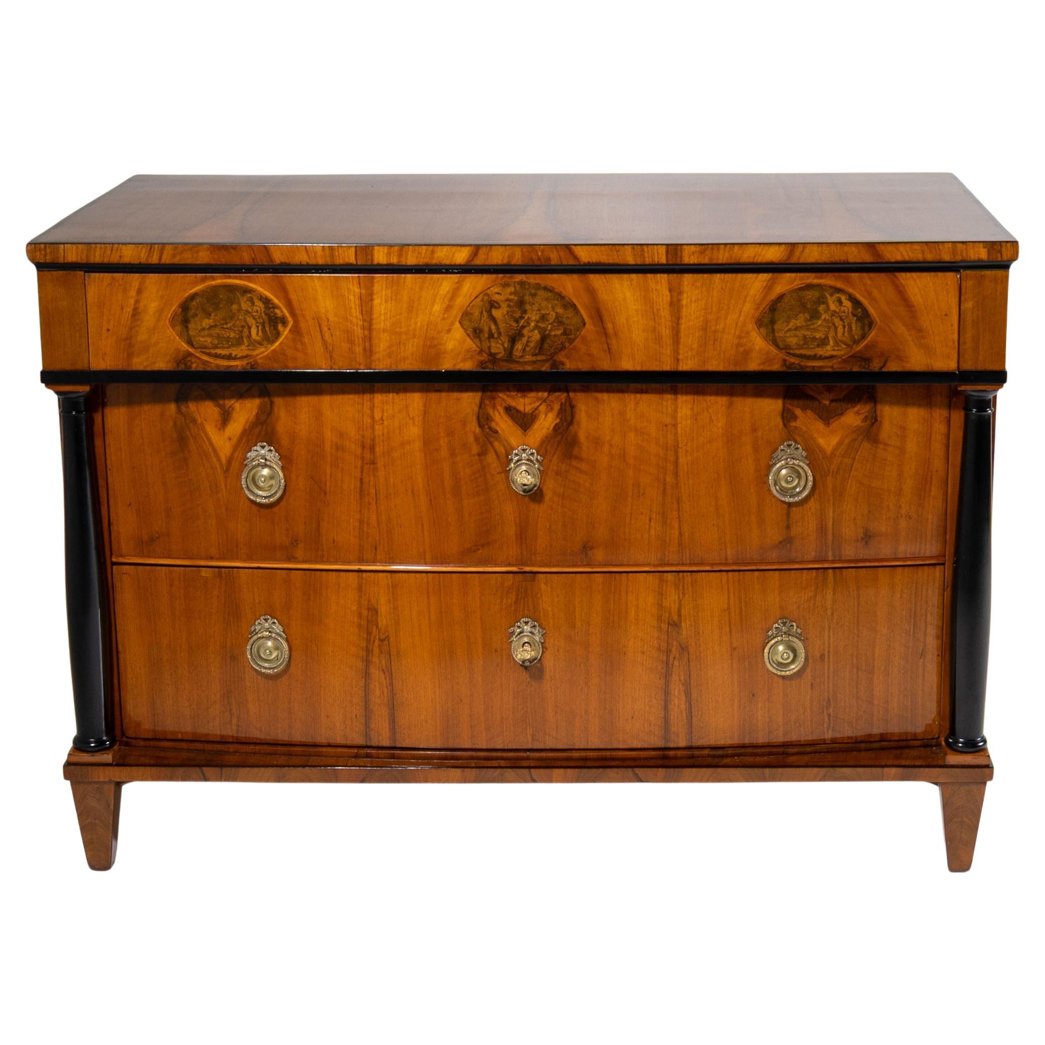 Chest of Drawers with Transfer Decoration, Southern Germany, circa 1820 en vente