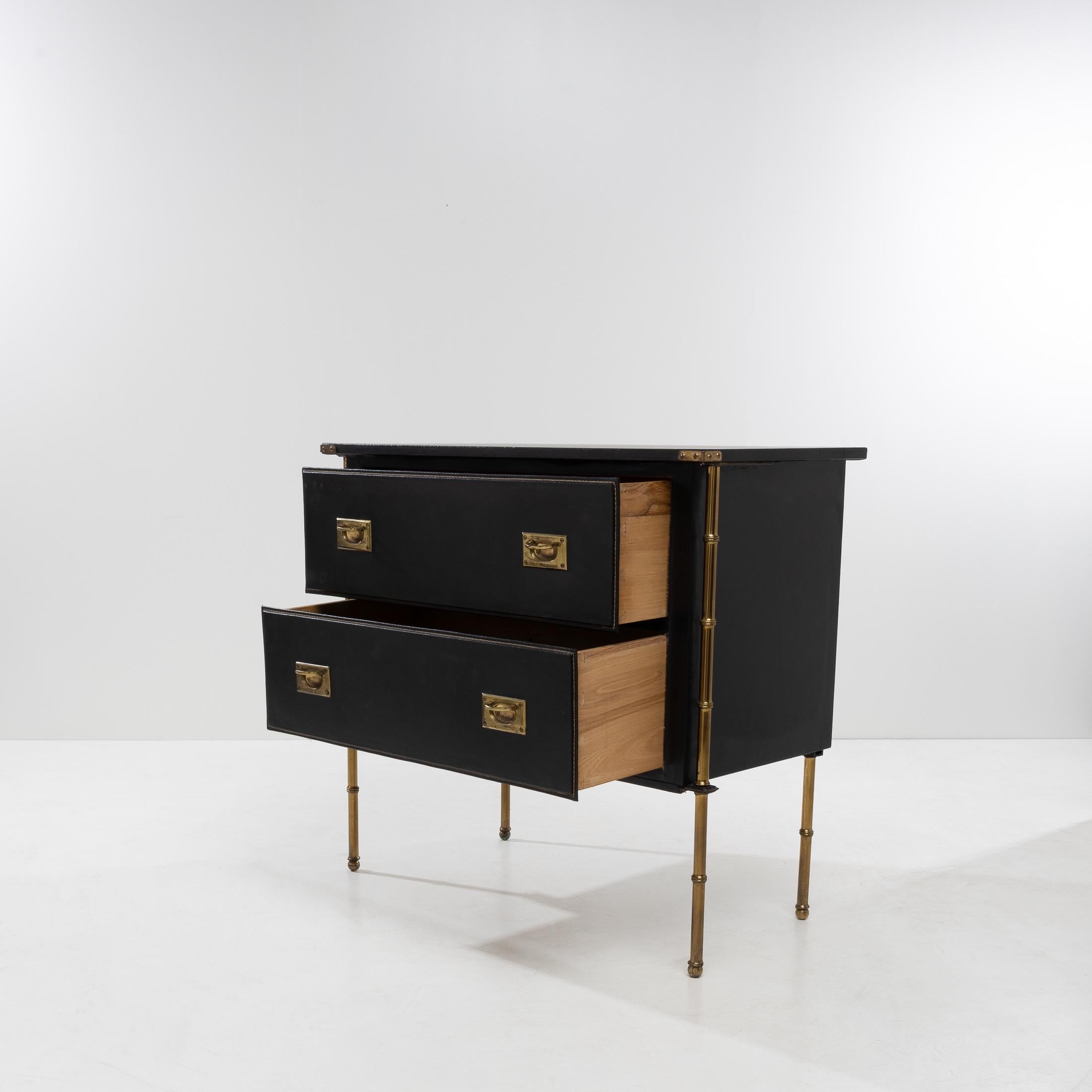 French Chest of Drawers with Two Drawers by Jacques Adnet, France For Sale