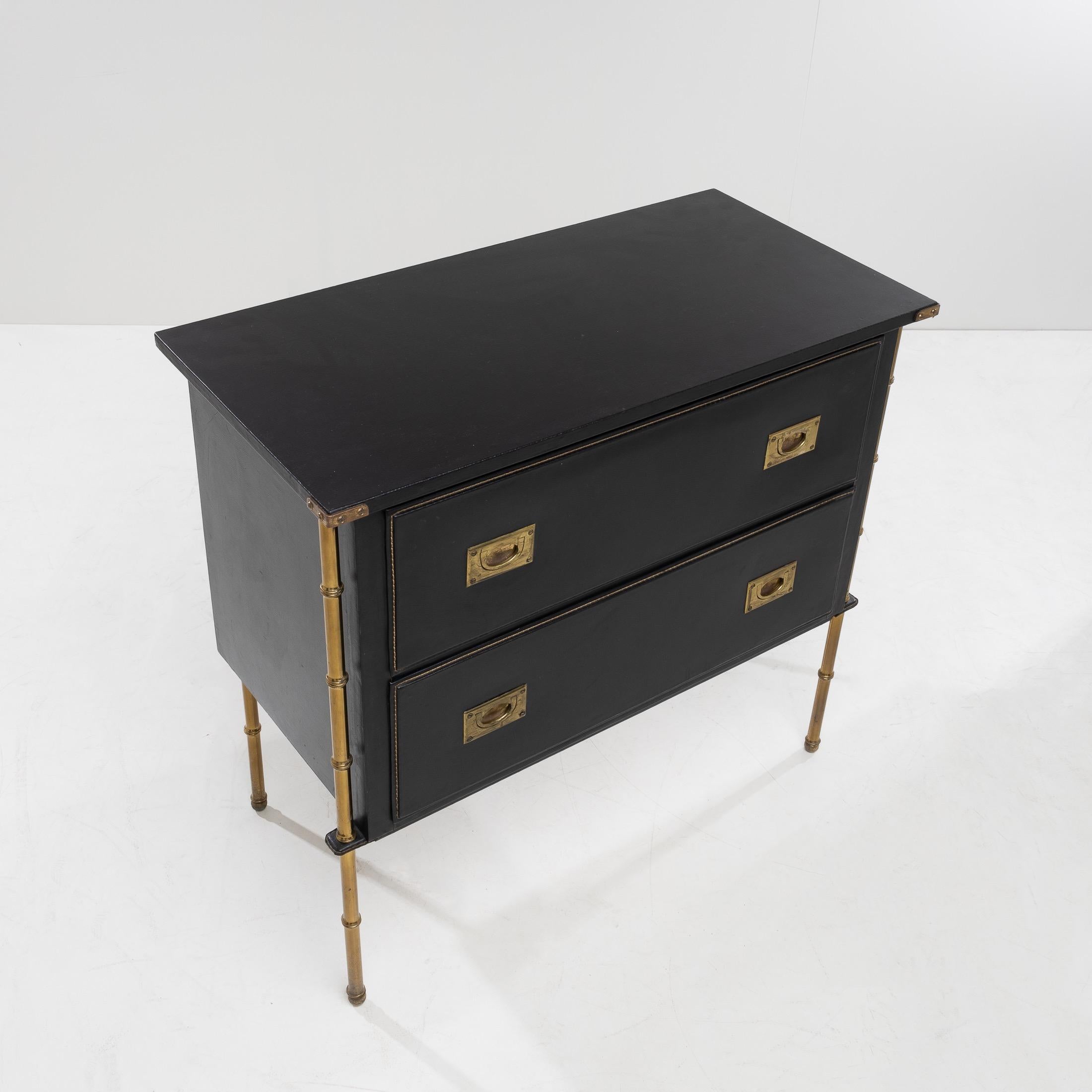 20th Century Chest of Drawers with Two Drawers by Jacques Adnet, France For Sale