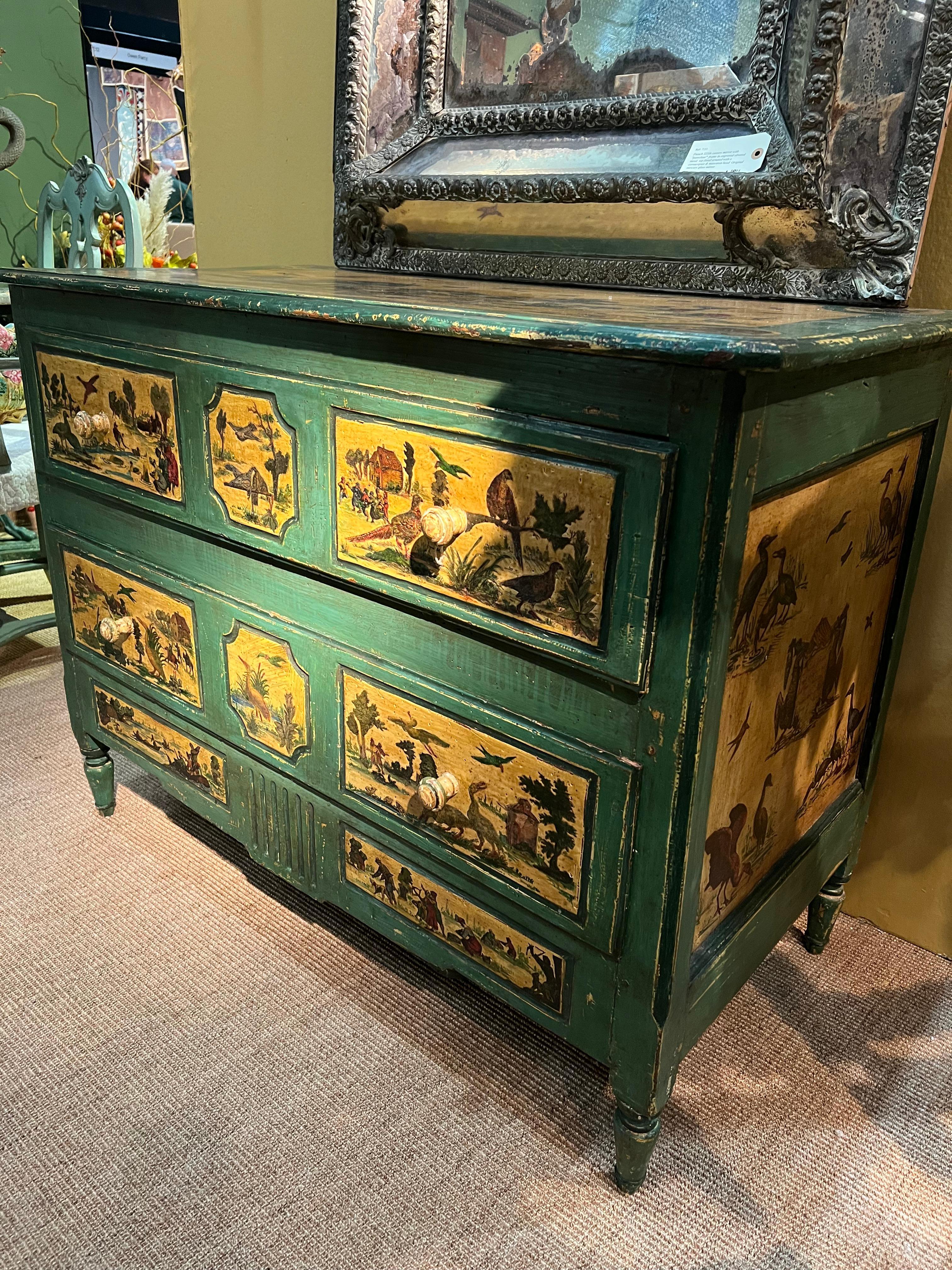Luigi XVI Cassettiera con decori in stile Arte Povera in vendita