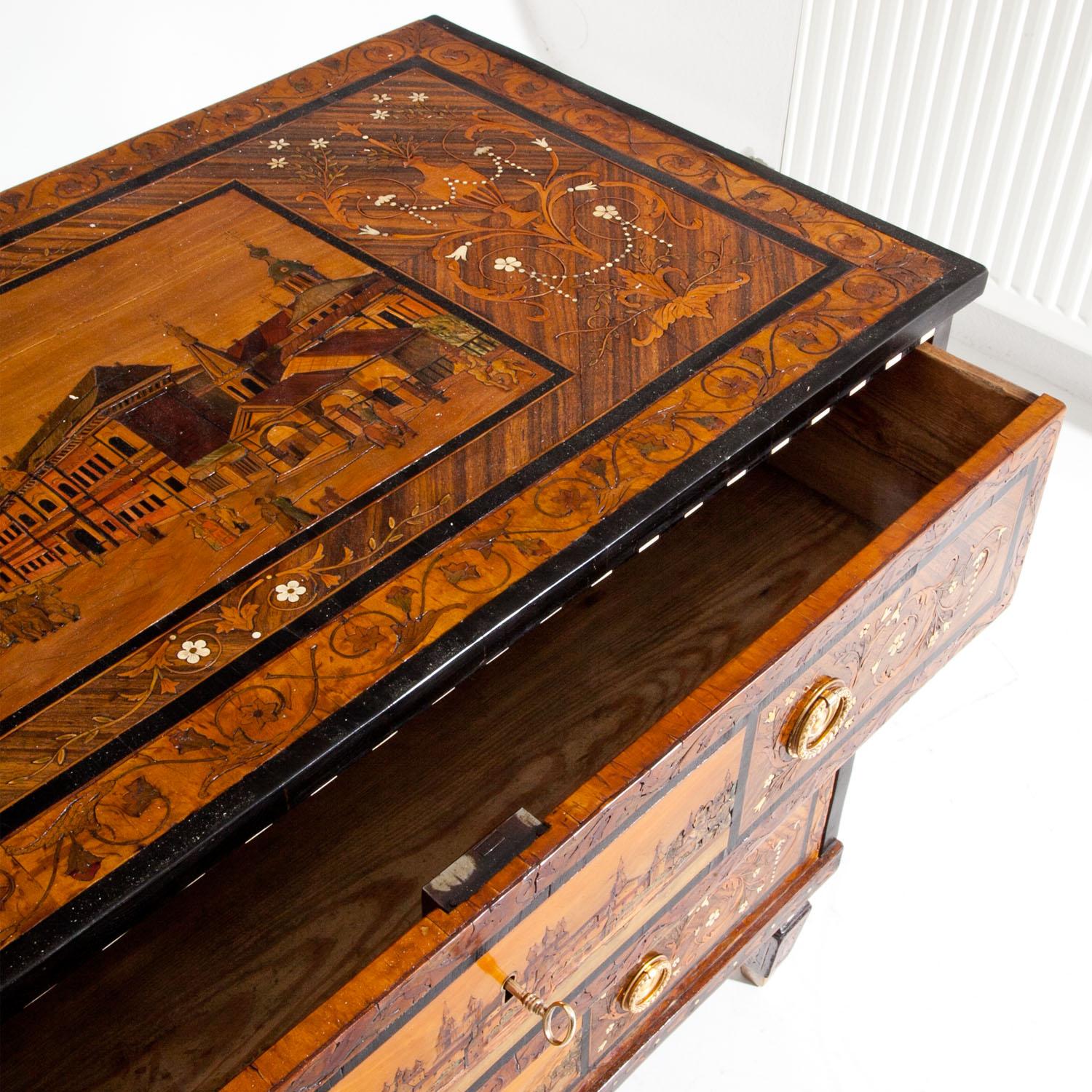 Wood Chest of Drawers with Views of Moscow, Russia, Second Half of the 18th Century