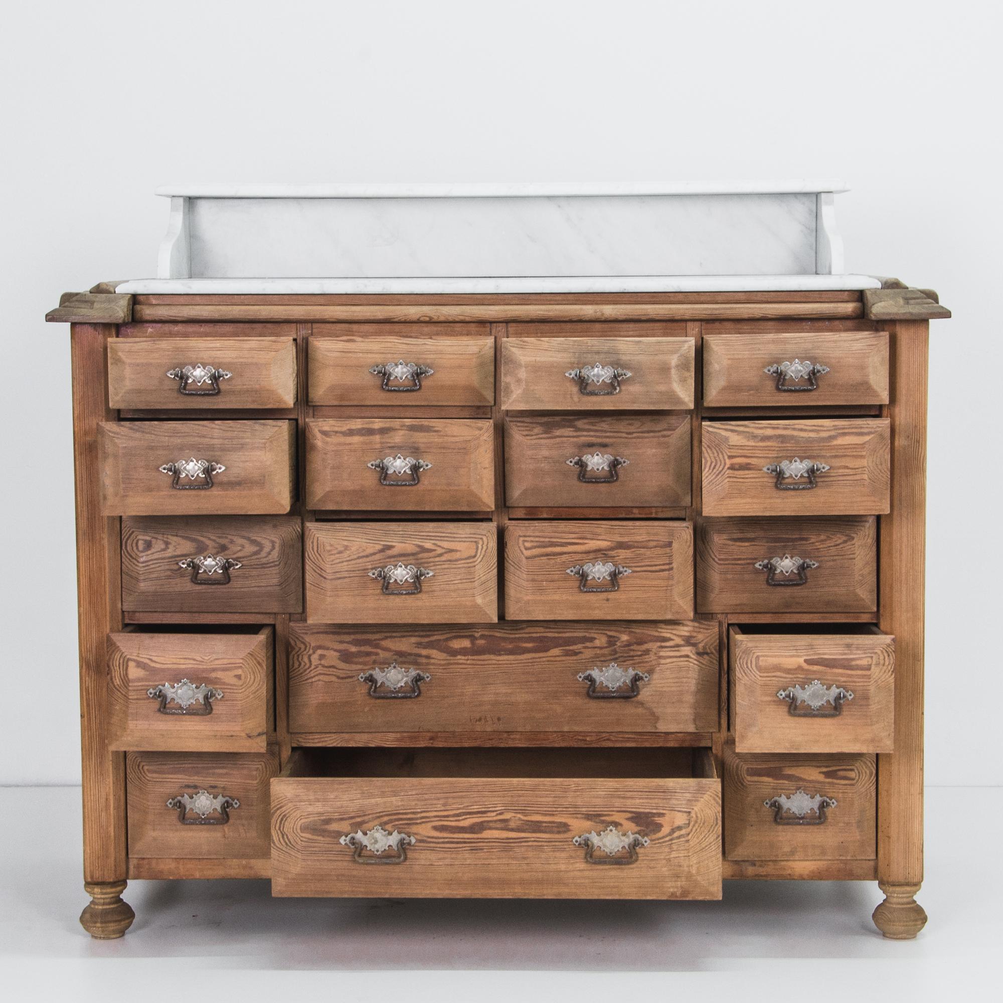 Early 20th Century Chest of Drawers with White Marble Top