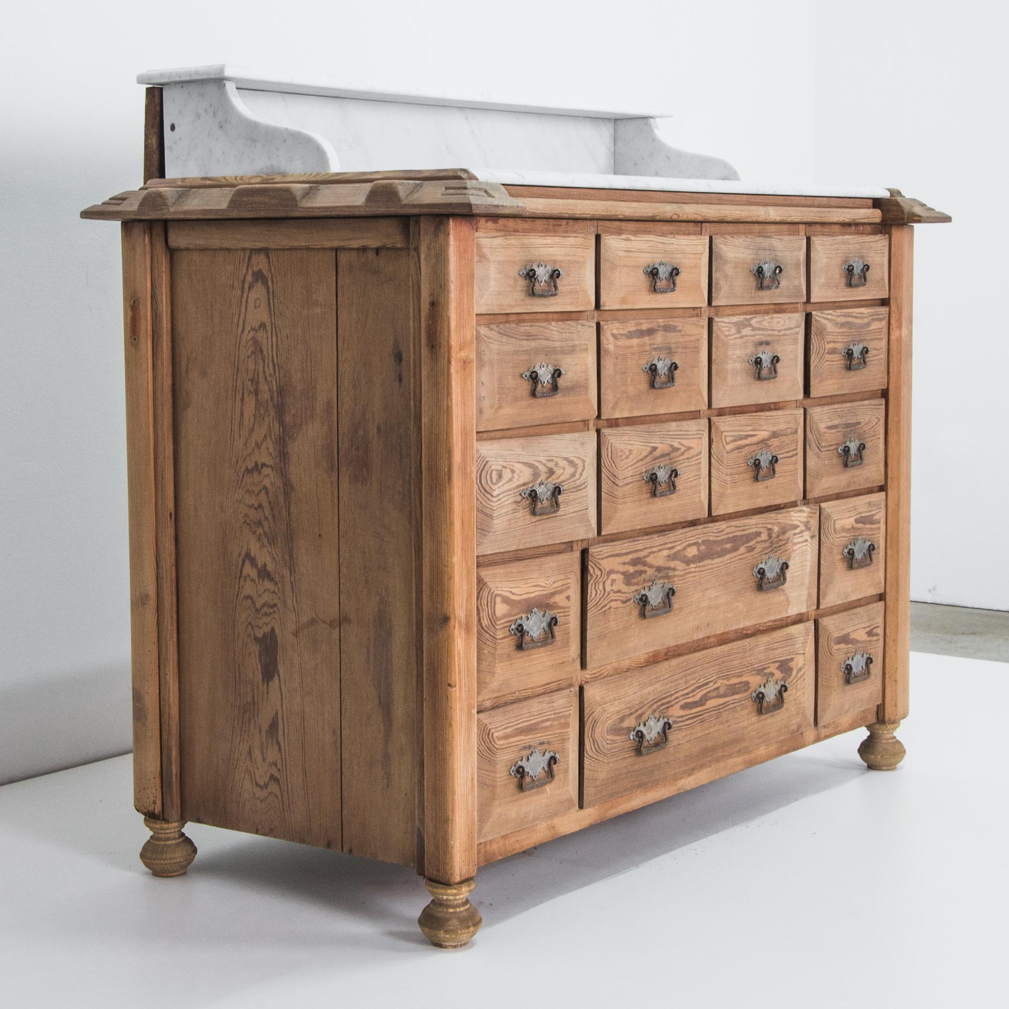 Carrara Marble Chest of Drawers with White Marble Top