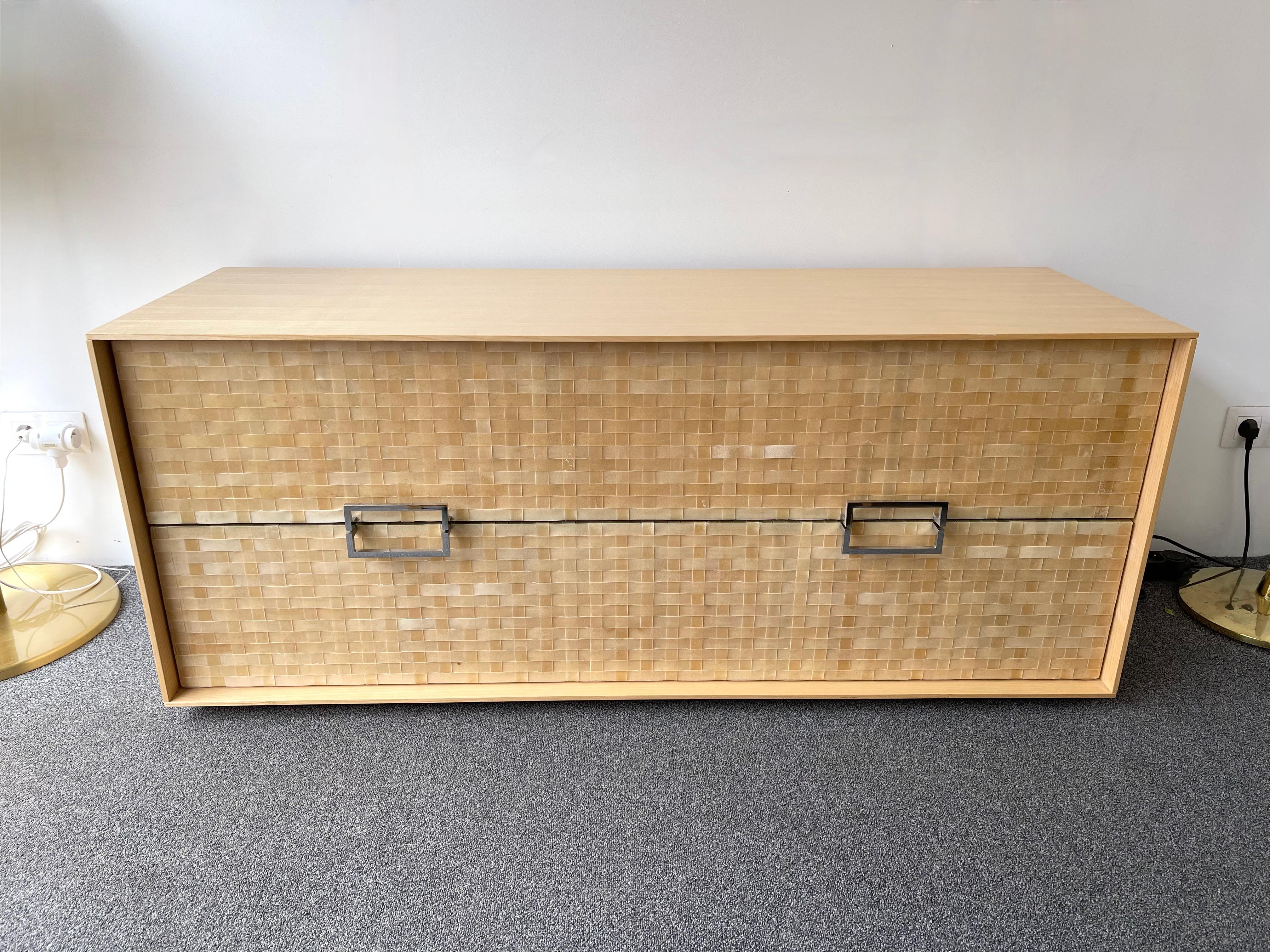 Chest of Drawers Wood and Leather by Gasparucci Italo, Italy, 1980s For Sale 8