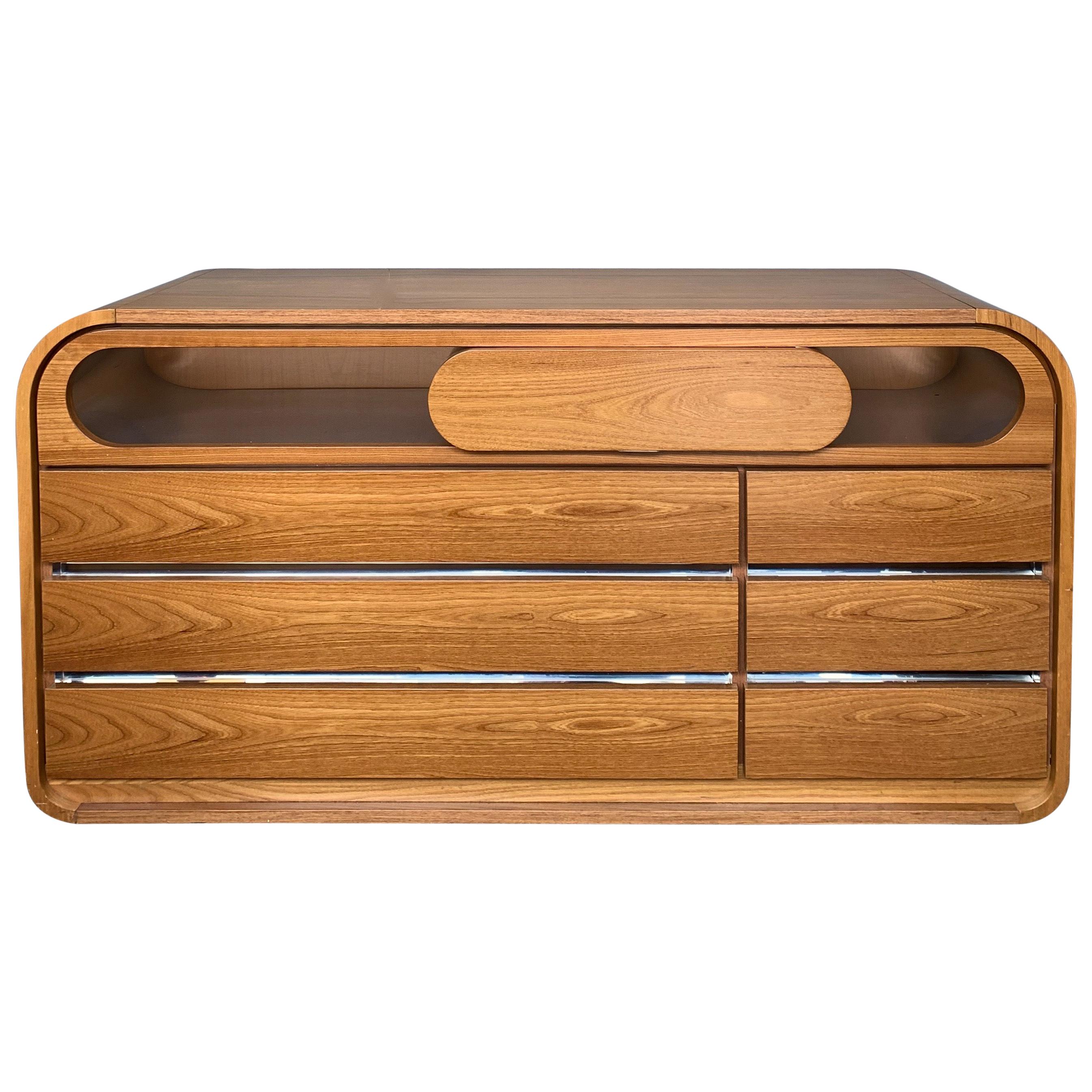 Chest of Drawers Wood and Stainless Steel by Mario Sabot, Italy, 1970s