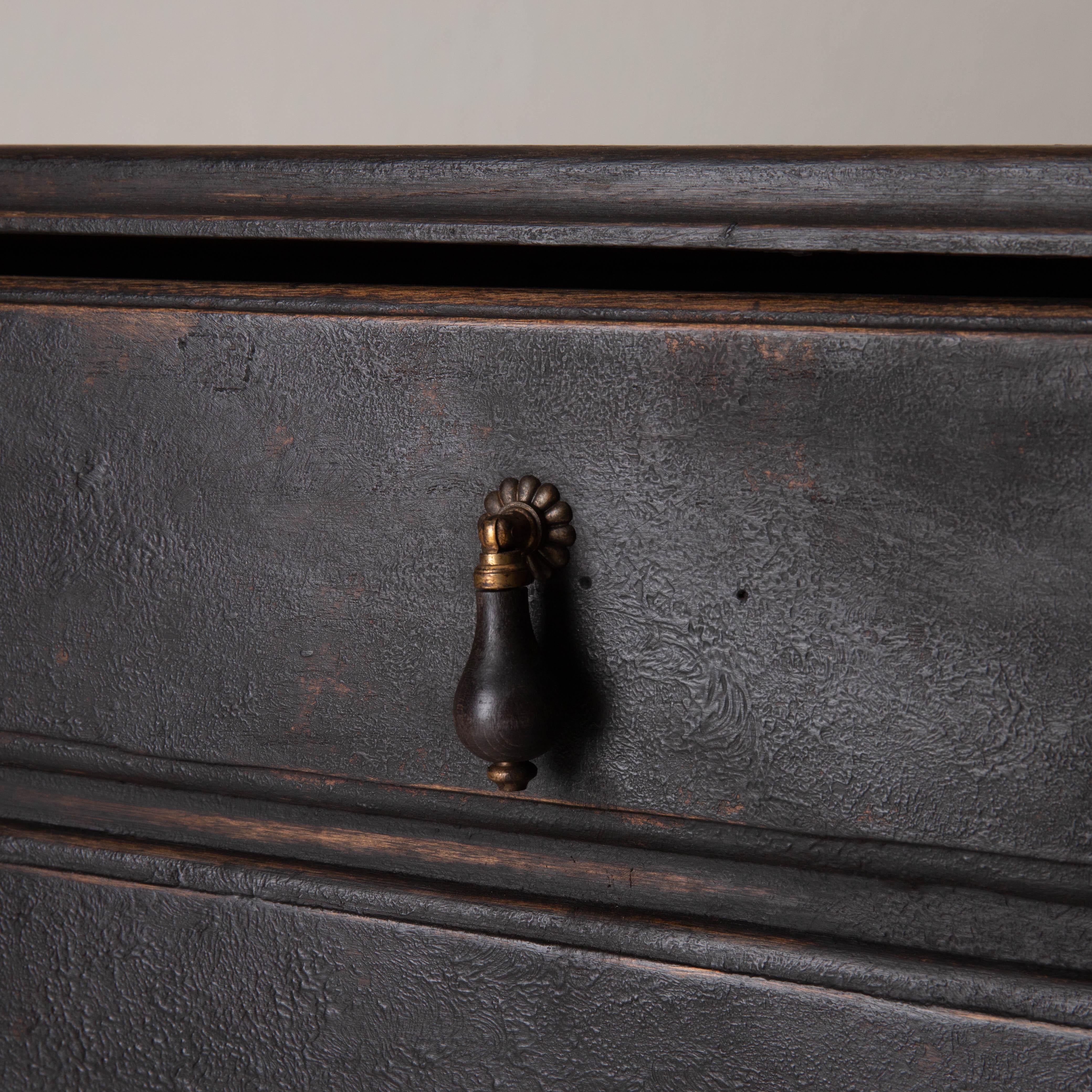 Wood Chest of Drawers Writing Desk Top Black English 18th Century England