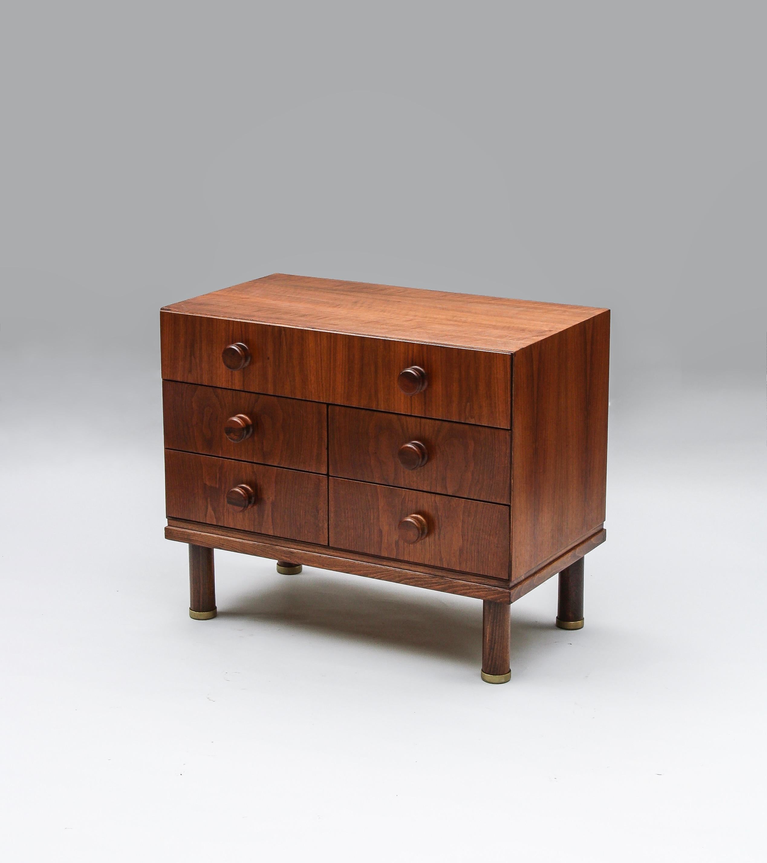 Description:

A chest of draws designed by Czechoslovak designer, Zbyněk Hřivnáč, during the 1970s for the Hotel Praha. 

Commissioned by the Communist Party in Czechoslovakia, construction began on the Hotel Praha in 1975. Beyond hosting the