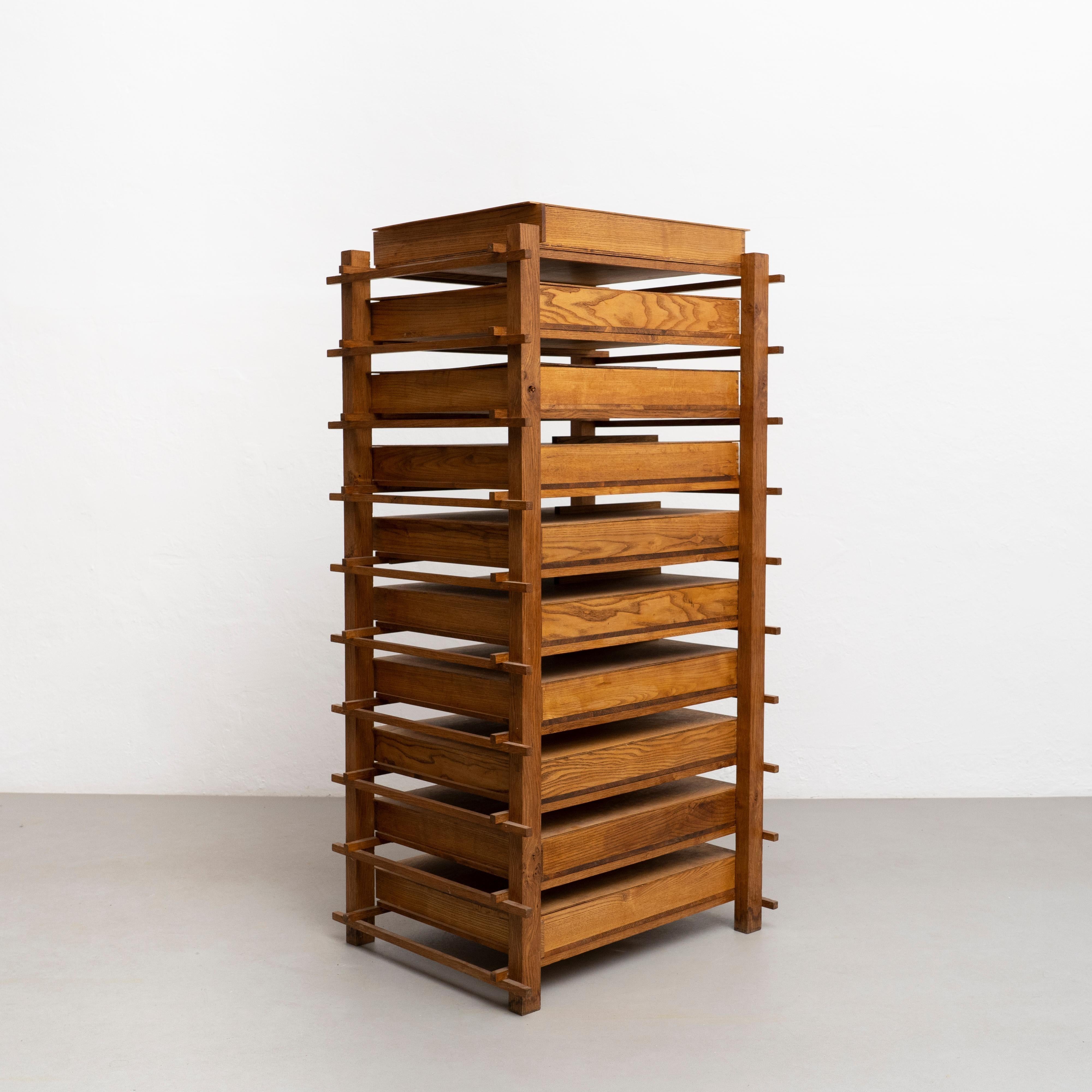Legno Cassettiera in legno moderna di metà secolo di Gerrit Rietveld, circa 1970 in vendita