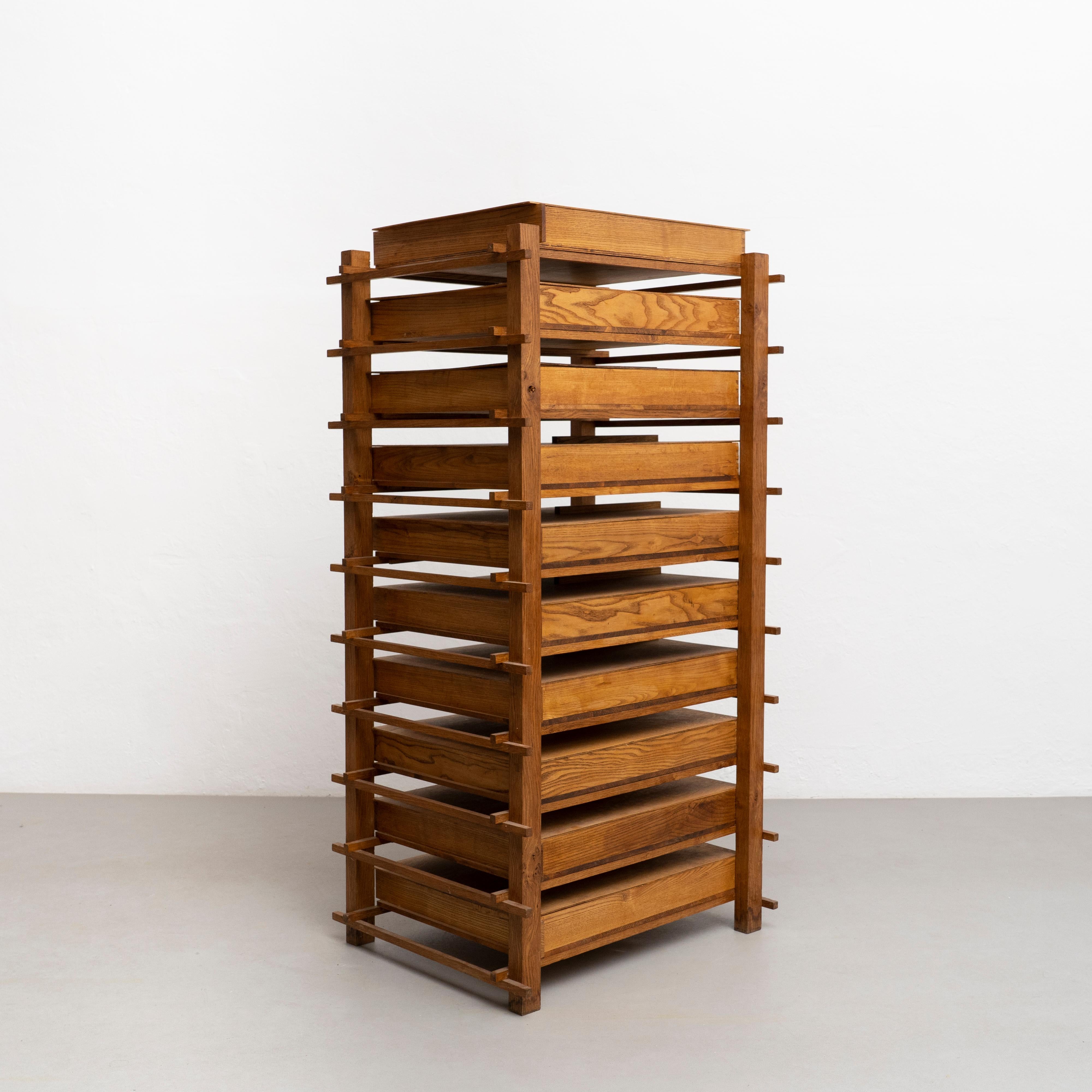 Chest of Mid-Century Modern Wood Drawers After Gerrit Rietveld, circa 1970 For Sale 2