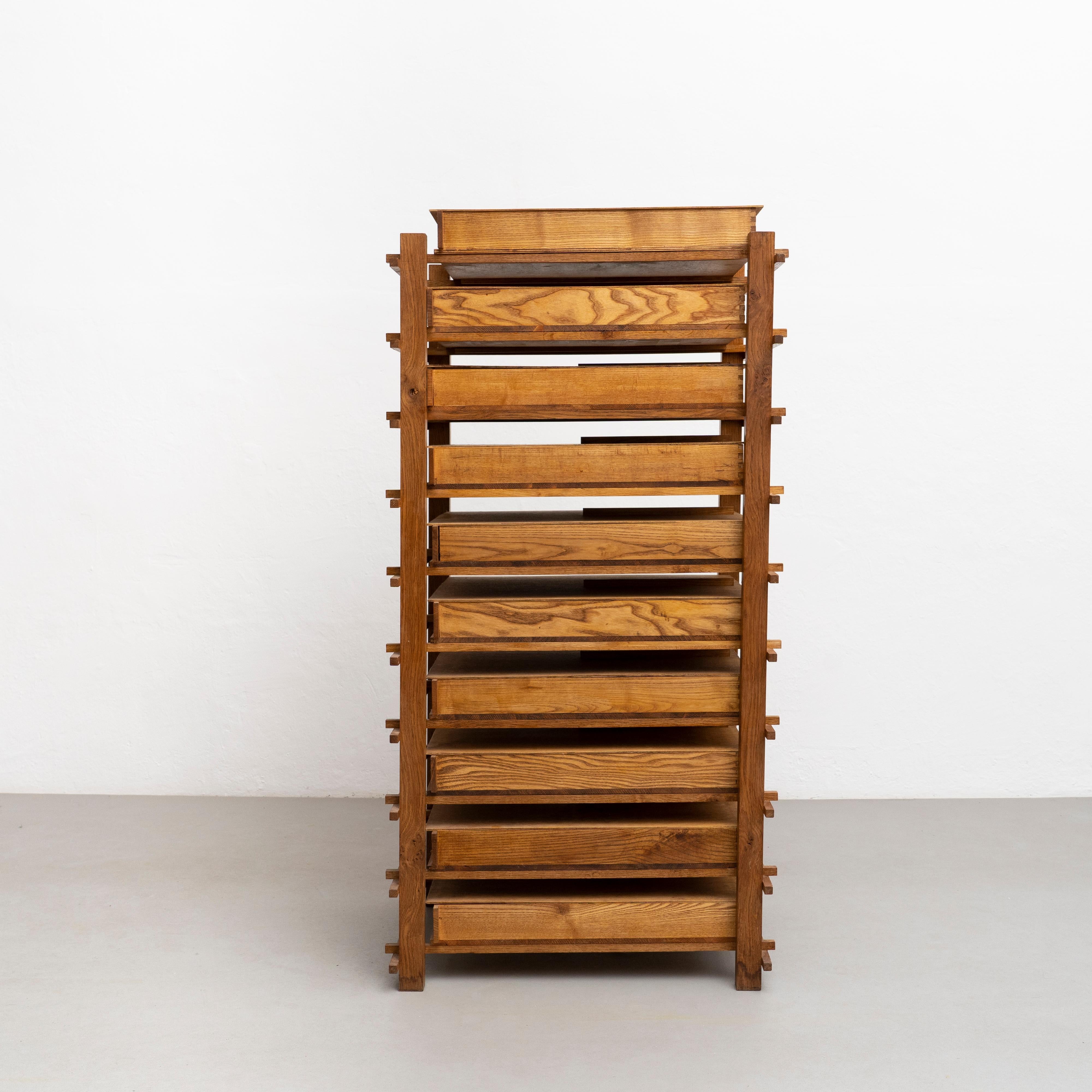 Chest of Mid-Century Modern Wood Drawers After Gerrit Rietveld, circa 1970 For Sale 3