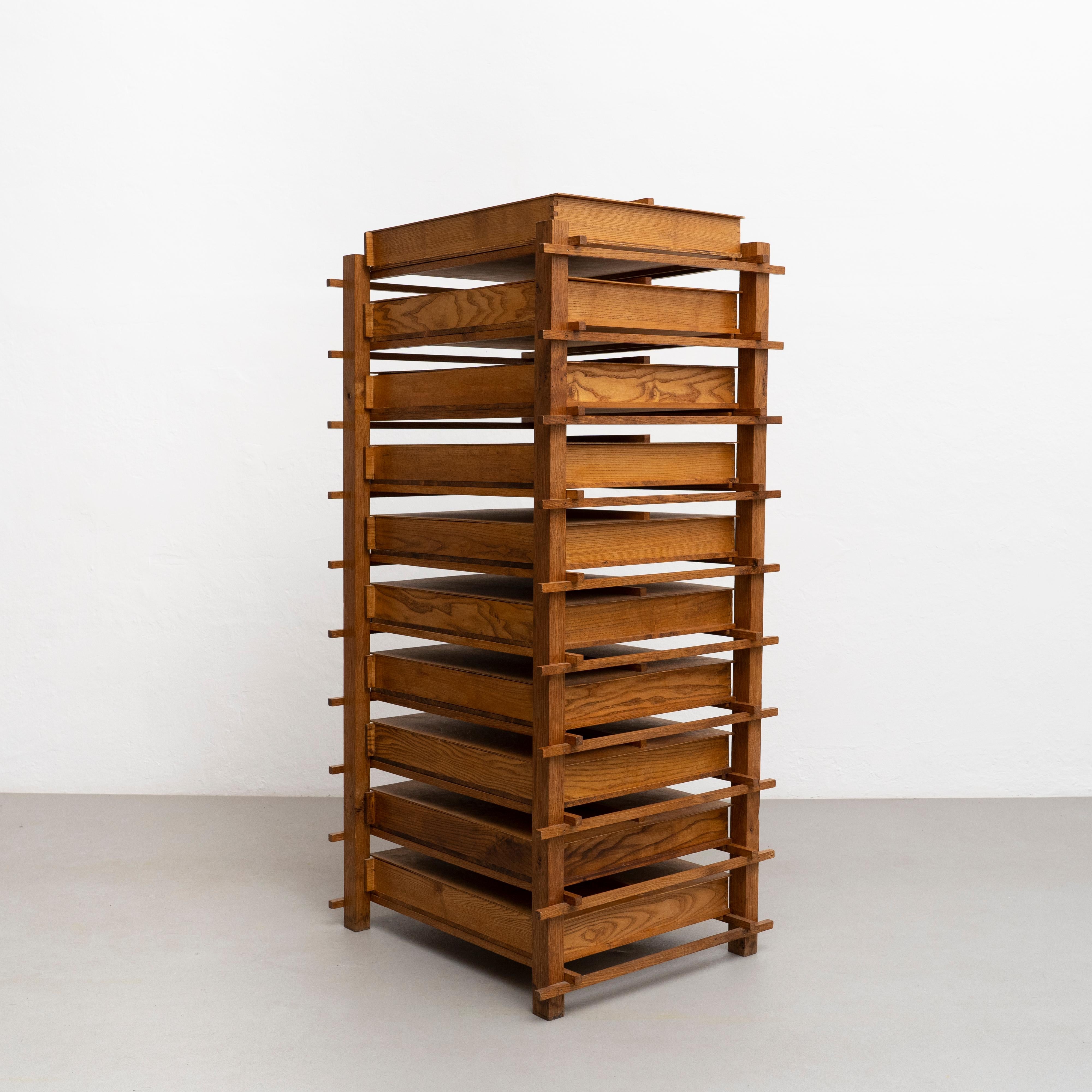 Chest of Mid-Century Modern Wood Drawers After Gerrit Rietveld, circa 1970 For Sale 4