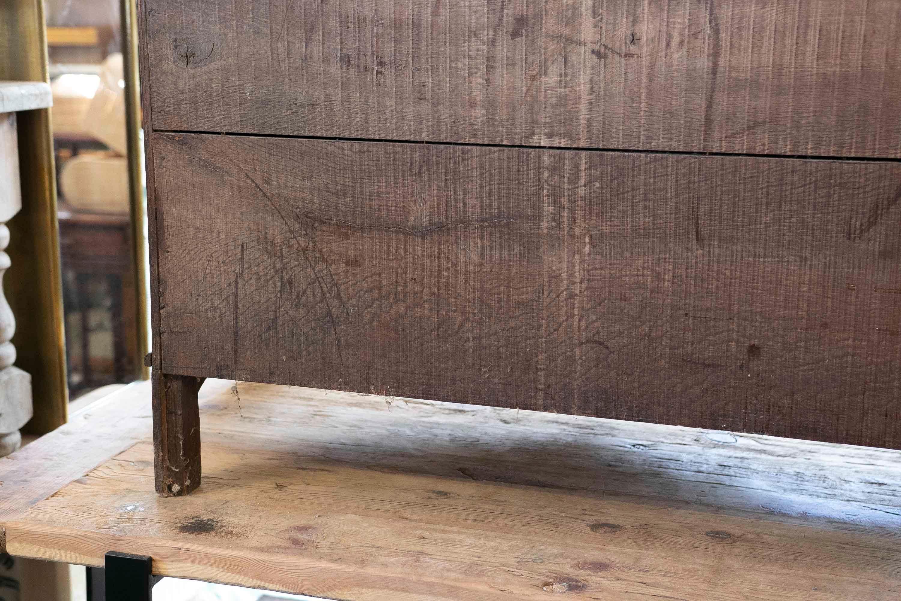 Chest of Three Drawers with Desk, Claw Feet and Bronze Handles For Sale 16