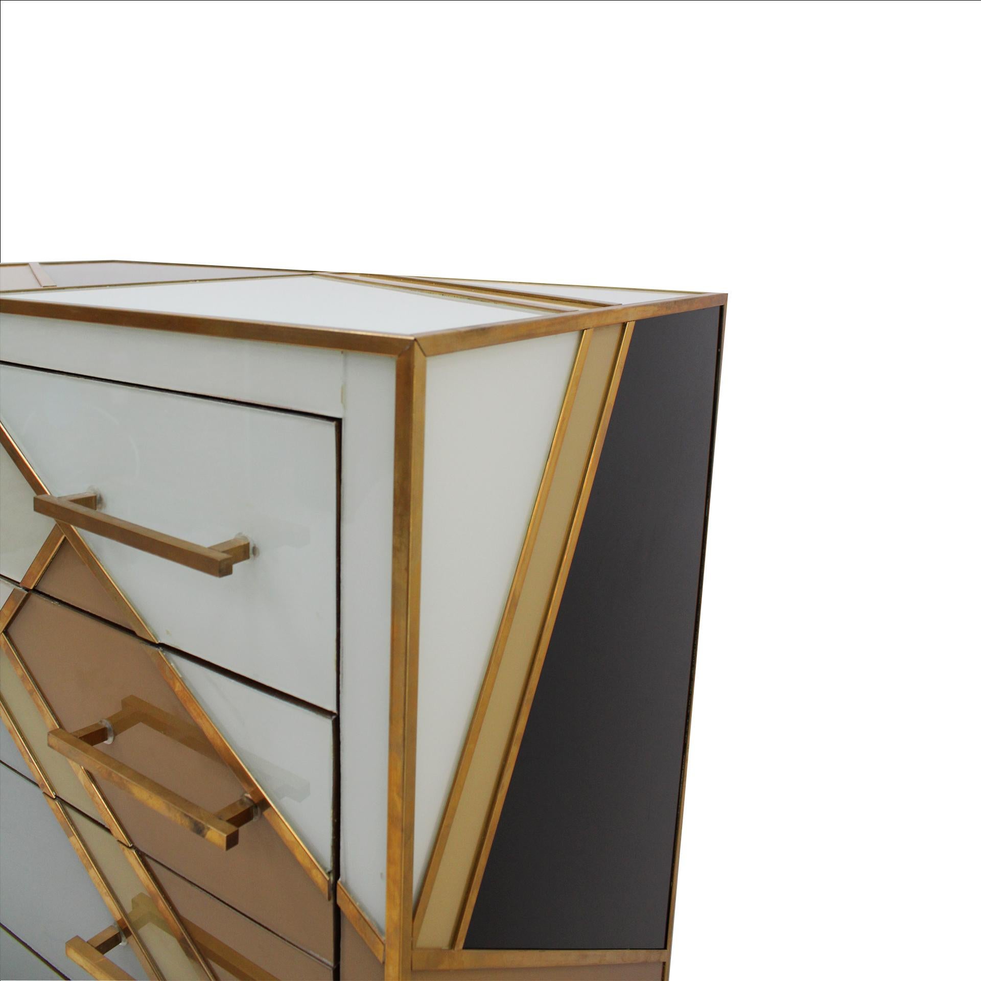 Cassapanca in Wood con vetro colorato, Italia, 1957 in vendita 2