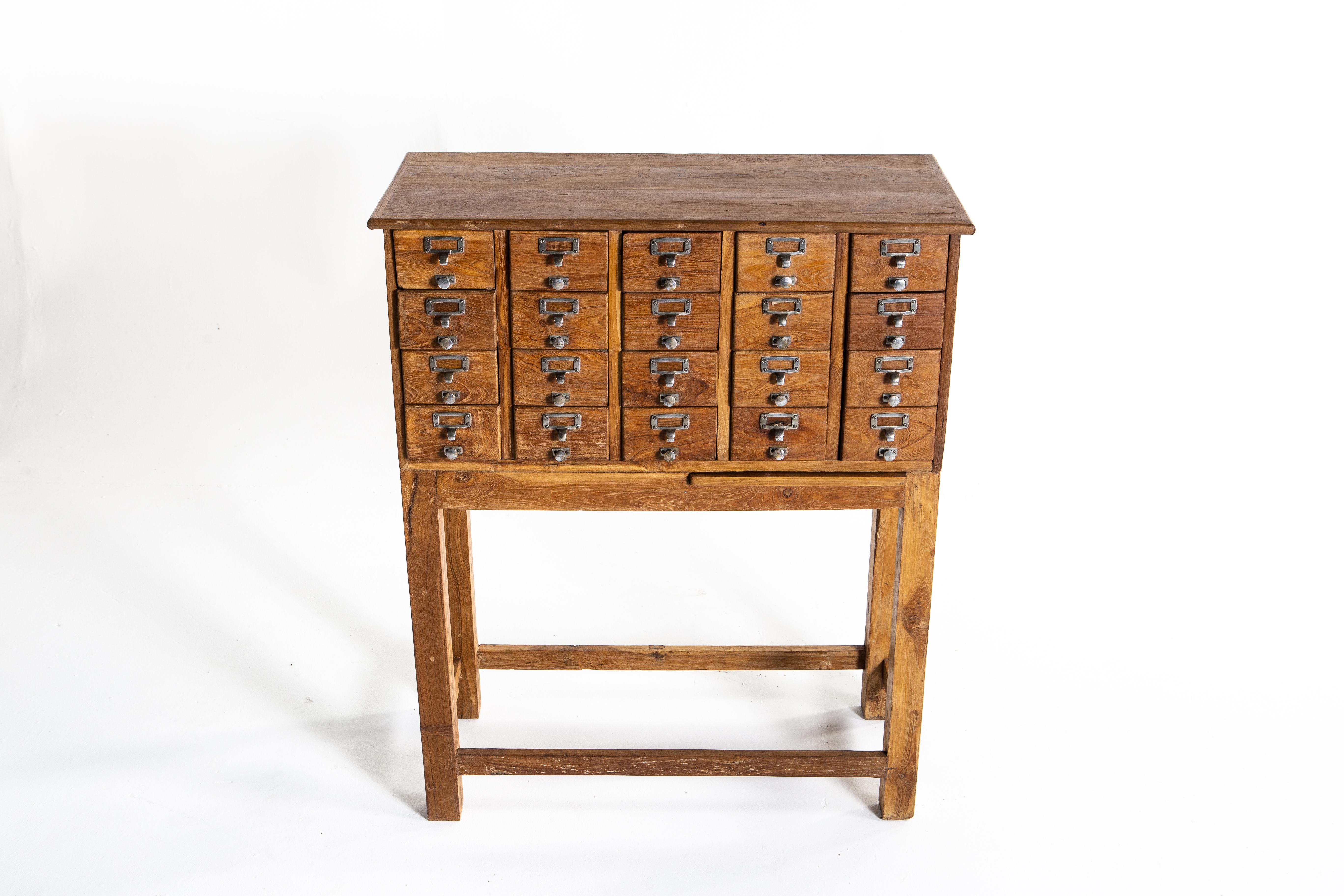 Teak Chest on Stand with 20 Drawers