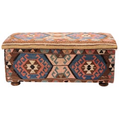 Vintage Chest or Trunk Upholstered with Old Shahsavan "Mafrash"