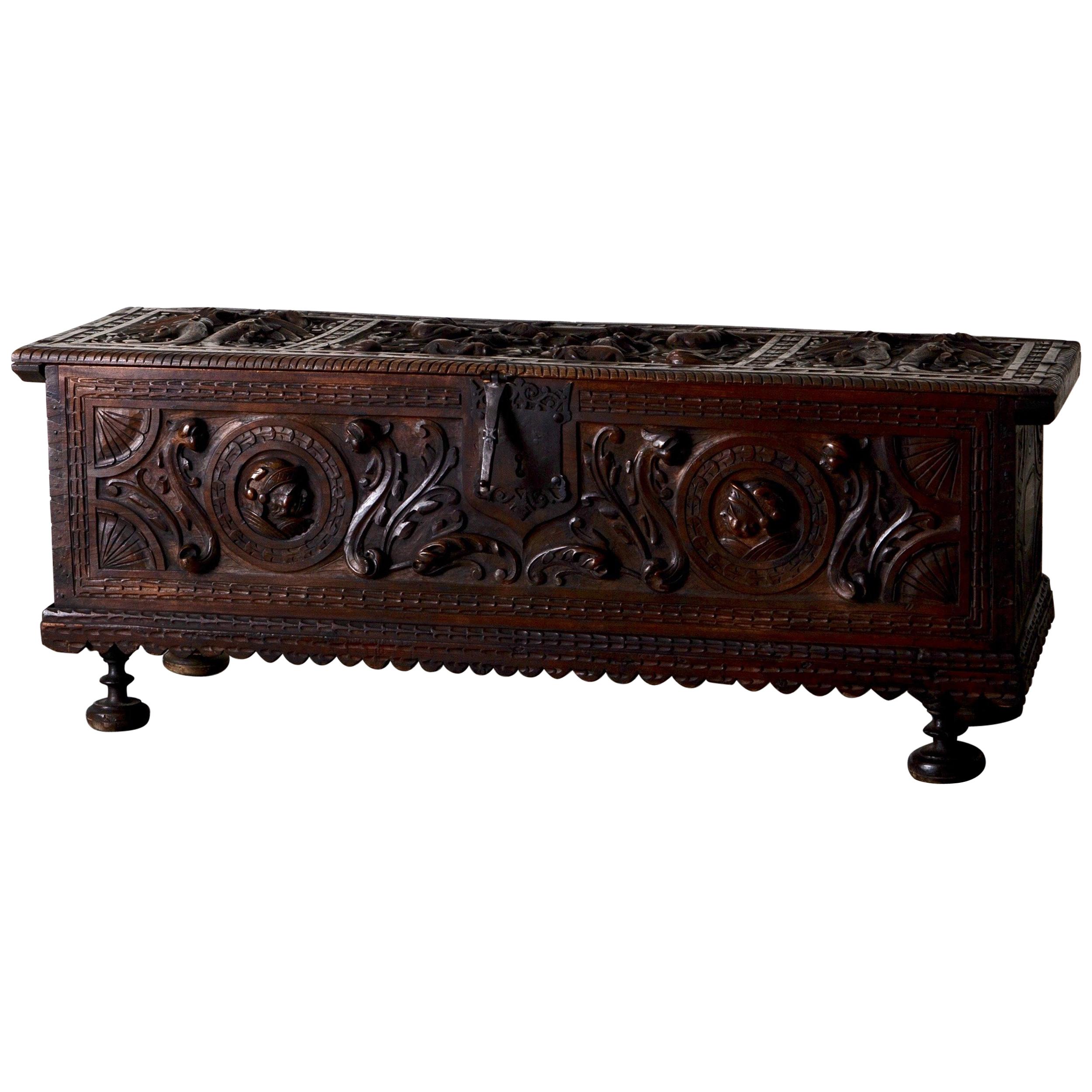 Chest South of Europe Baroque Oak, 18th Century For Sale