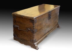 Chest. Walnut Wood; Locks and Ironwork in Wrought Iron, Spain, 17th Century