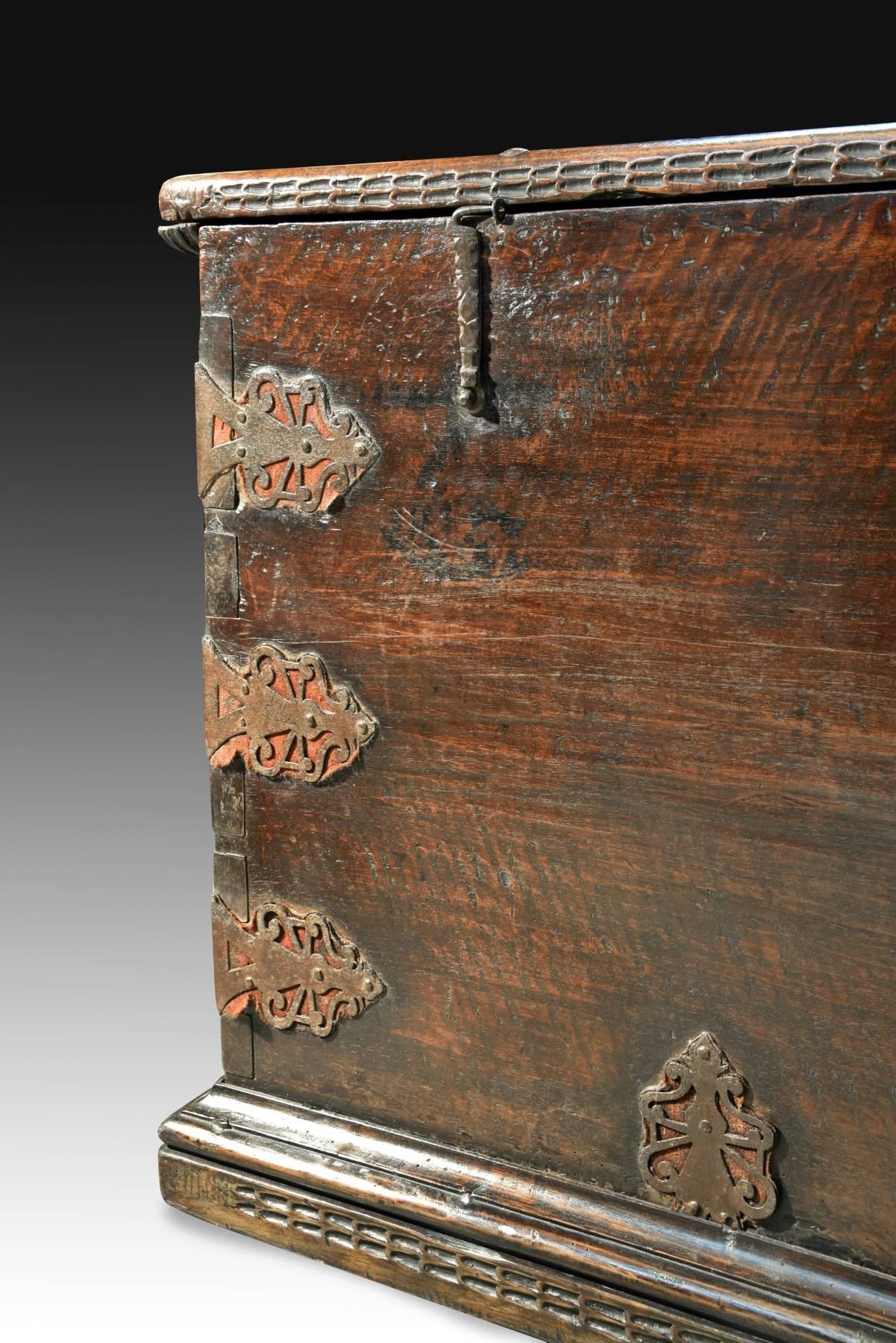 Spanish Chest, Walnut, Wrought Iron Fittings, Castille, Spain, 17th Century