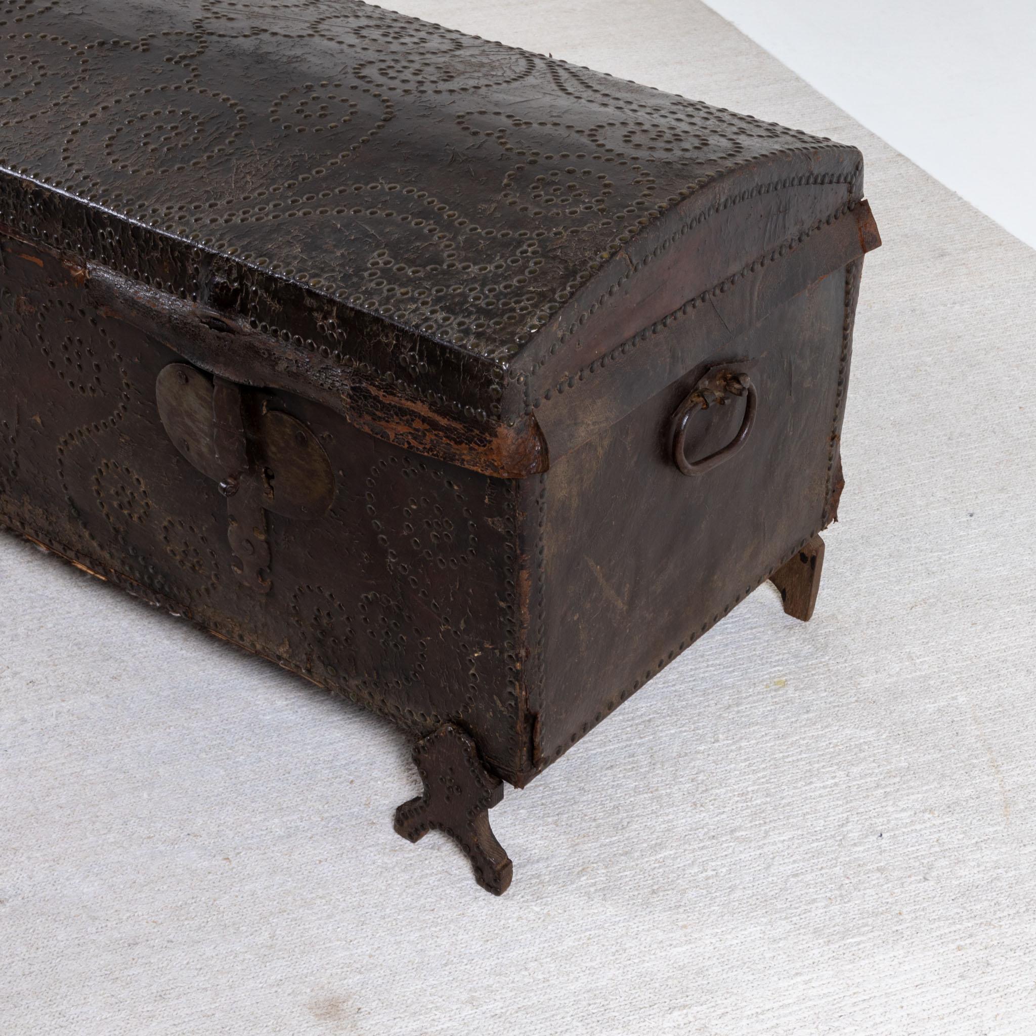 Chest with Leather Cover, Probably Italy 18th Century For Sale 1