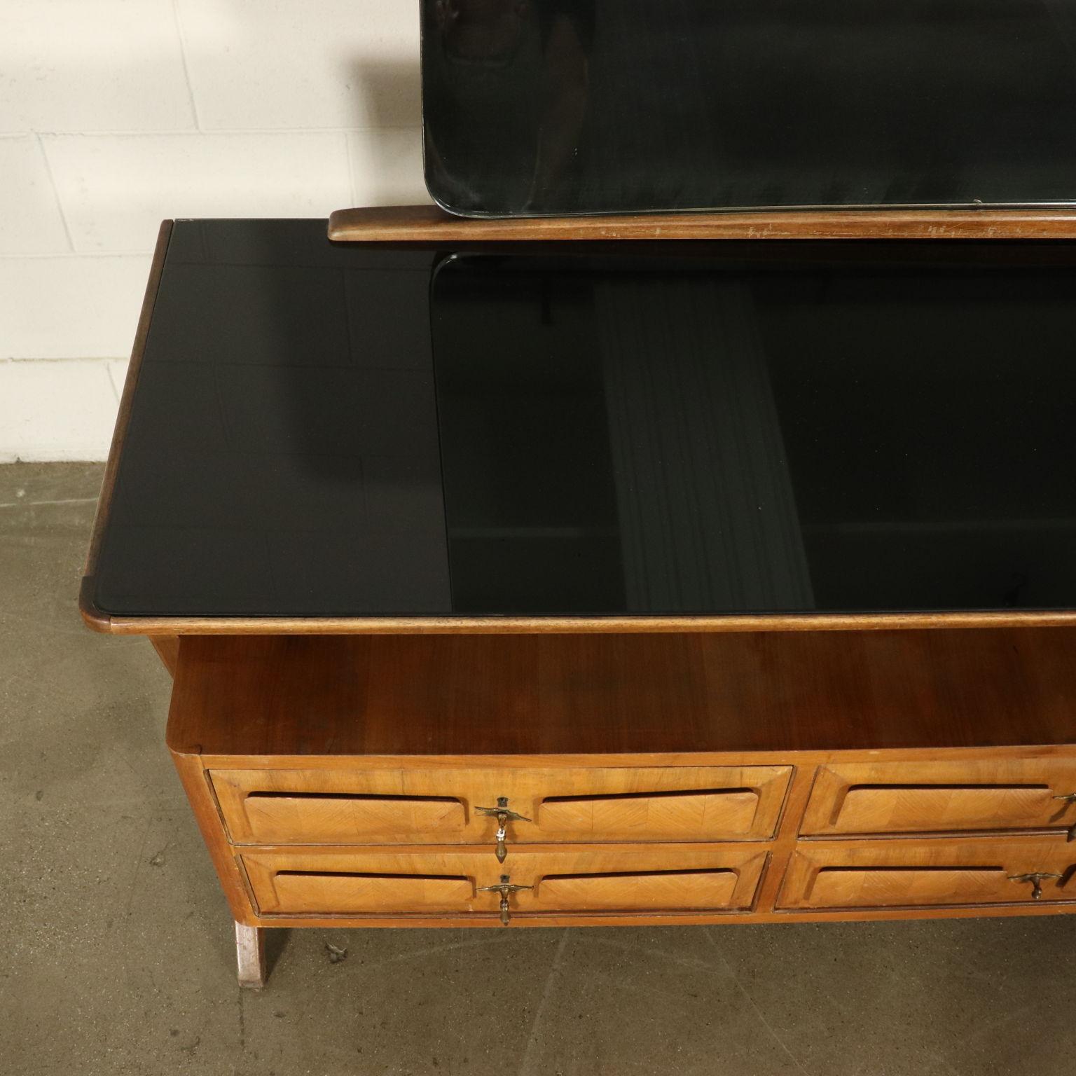 Chest with Mirror Walnut Veneer Vintage, Italy, 1950s 5