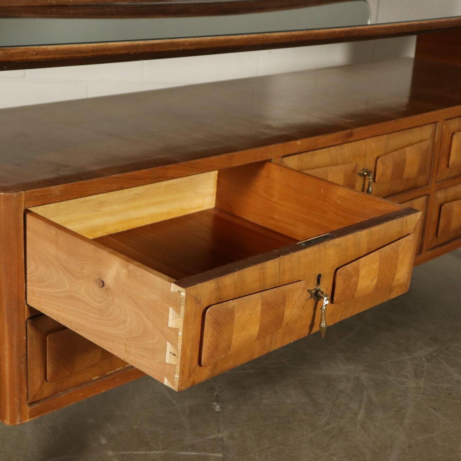 Mid-20th Century Chest with Mirror Walnut Veneer Vintage, Italy, 1950s