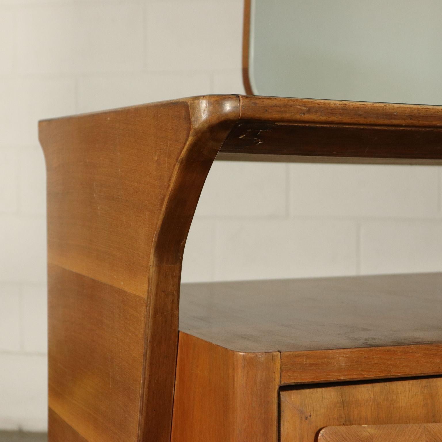 Chest with Mirror Walnut Veneer Vintage, Italy, 1950s 1