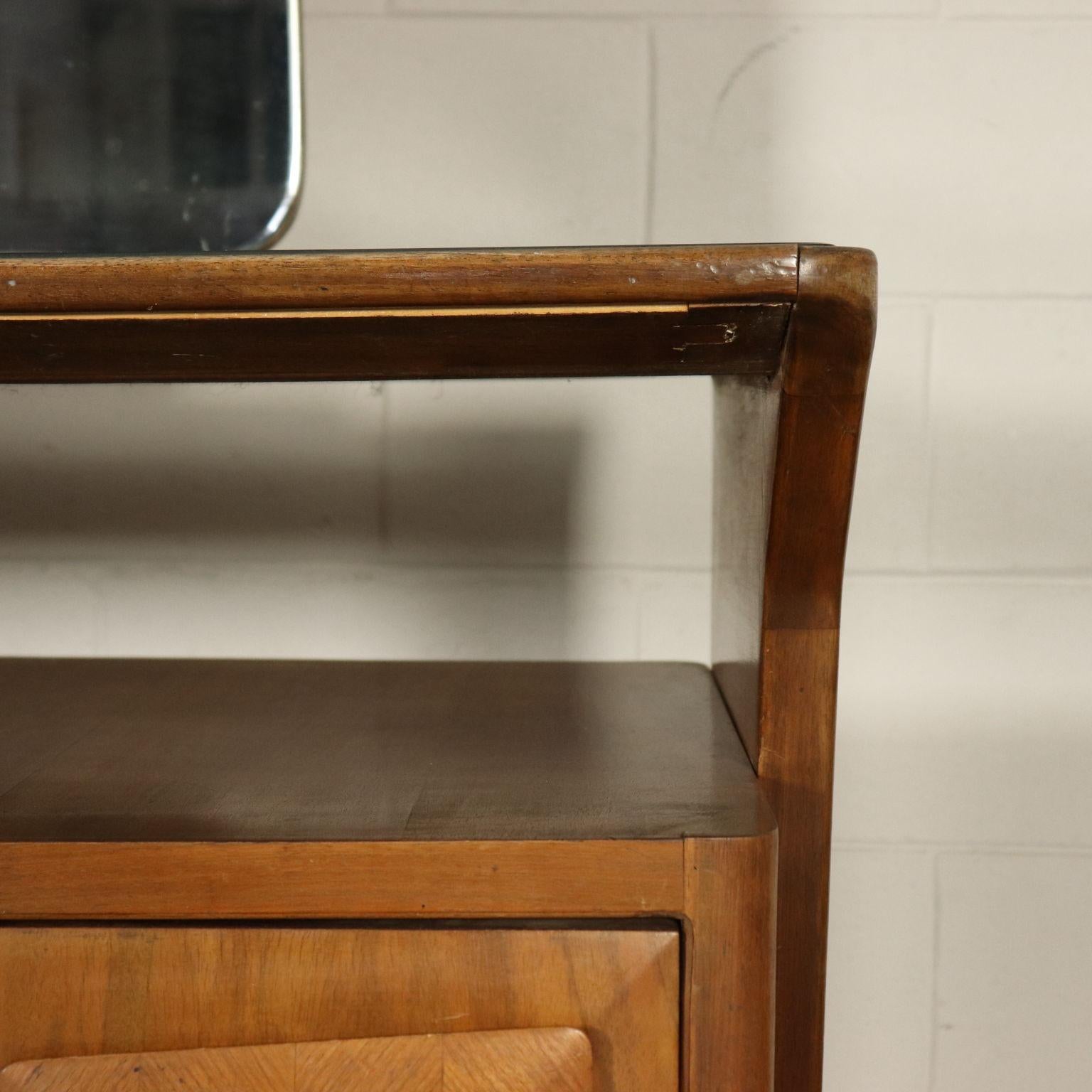 Chest with Mirror Walnut Veneer Vintage, Italy, 1950s 2