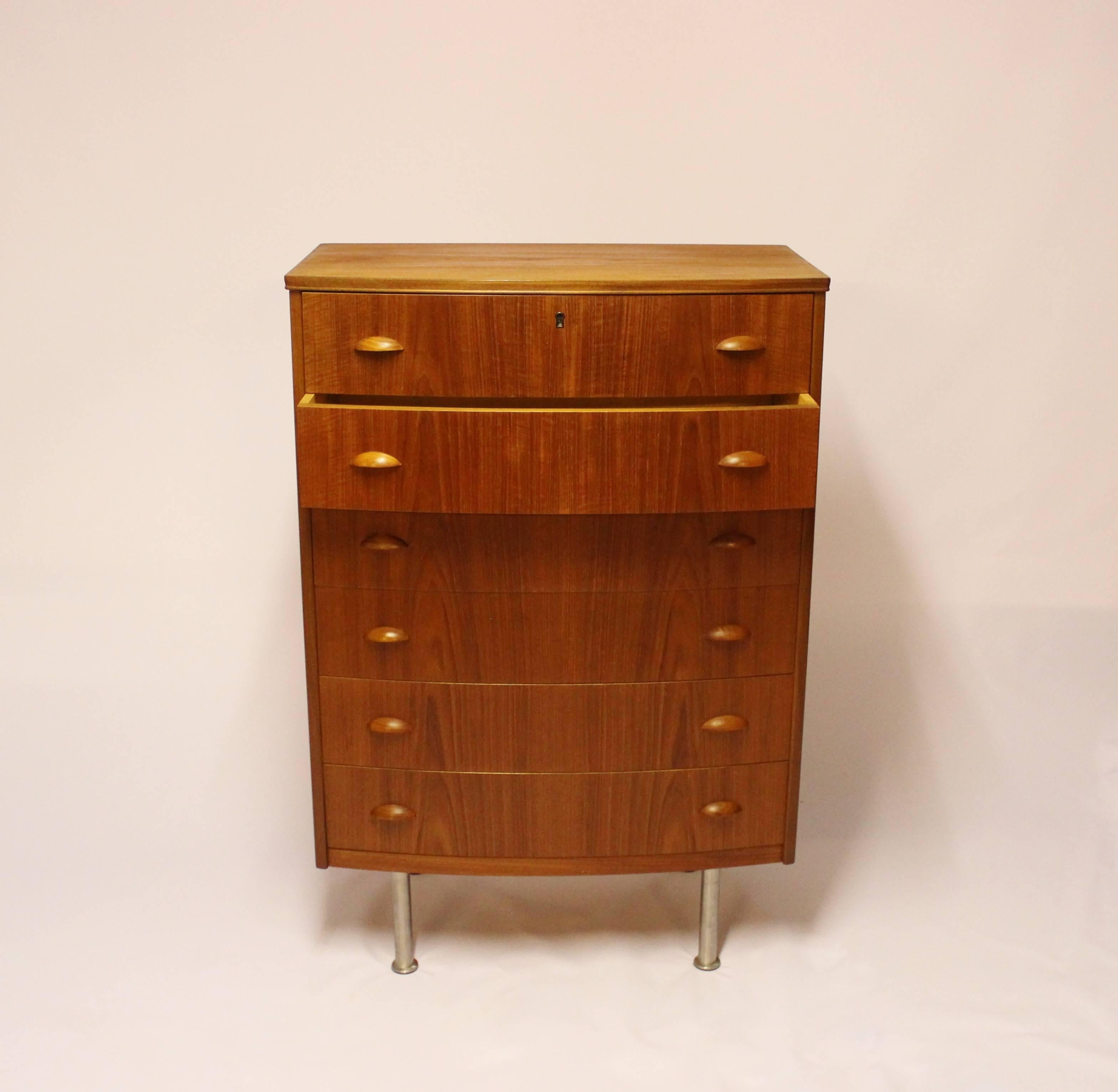 Scandinavian Modern Chest with Six Drawers in Teak and Oak Designed by Kai Kristiansen, 1960s