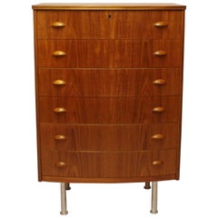 Chest with Six Drawers in Teak and Oak Designed by Kai Kristiansen, 1960s