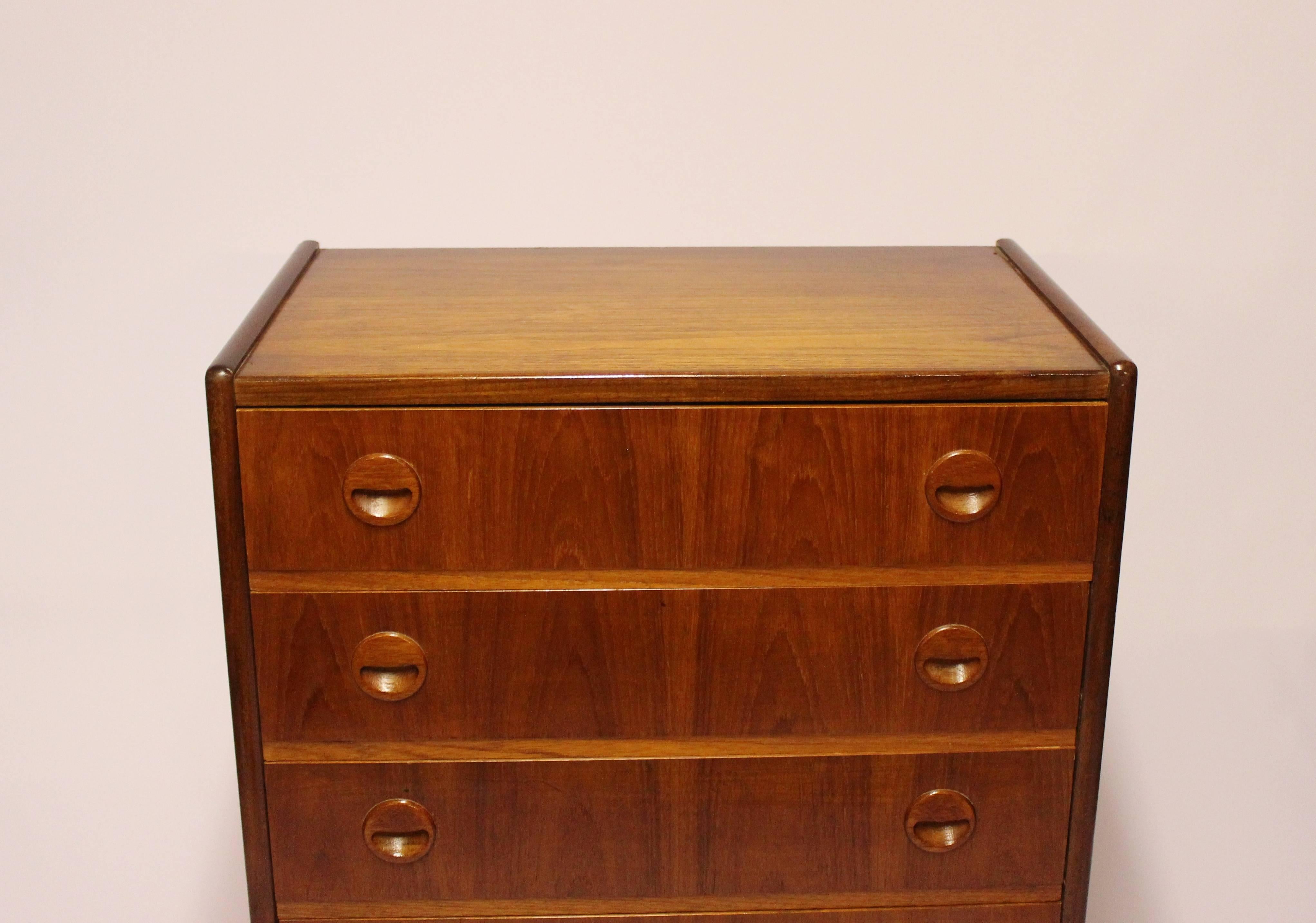 Danish Chest with Six Drawers in Teak Designed by Kai Kristiansen, 1960s