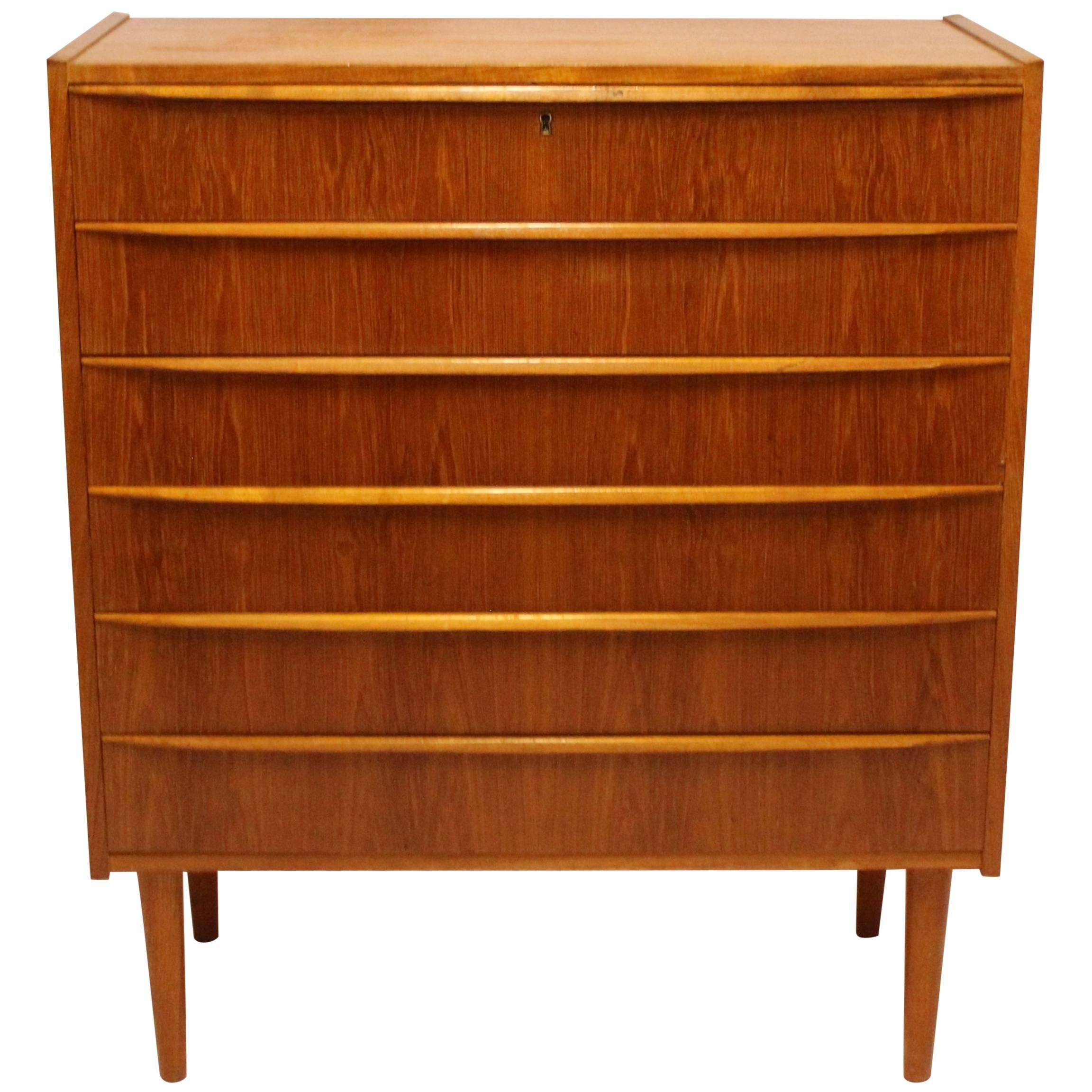 Chest with Six Drawers in Teak of Danish Design, Kibæk Furniture Factory, 1960s