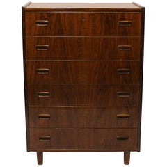 Chest with Six Drawers in Walnut of Danish Design from the 1960s