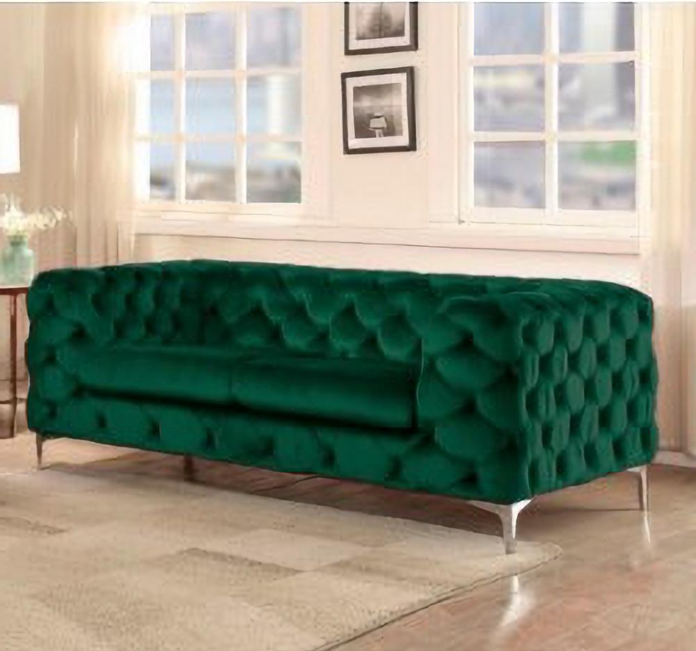 Modern Chester 2 Seater Sofa, Green Velvet New For Sale