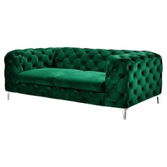 Chester 2 Seater Sofa, Green Velvet New
