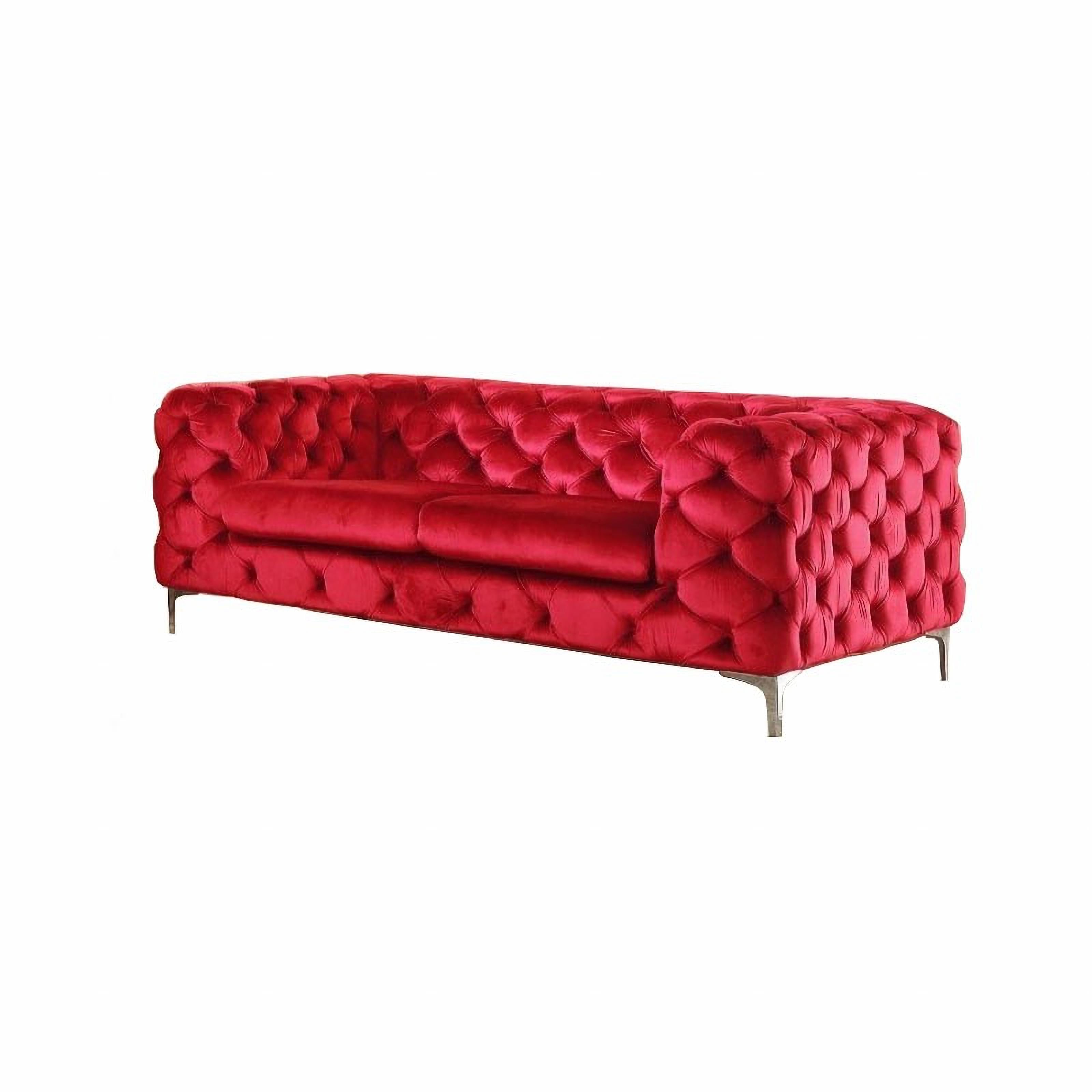 Hand-Crafted Chester 2 Seater Sofa, Red Wine Velvet New For Sale