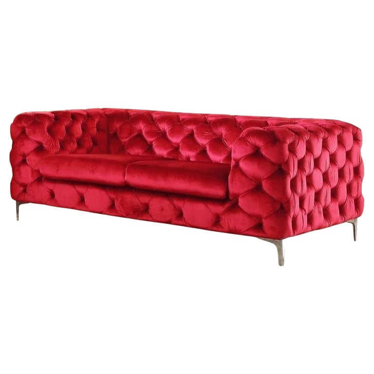 Chester 2 Seater Sofa, Red Wine Velvet New For Sale at 1stDibs