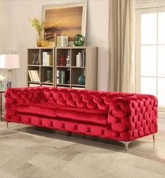 Chester 3 Seater Sofa, Red Wine Velvet New