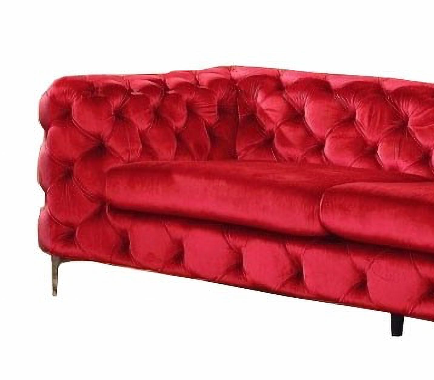 Modern Chester 3 Seater Sofa, Red Wine Velvet New For Sale