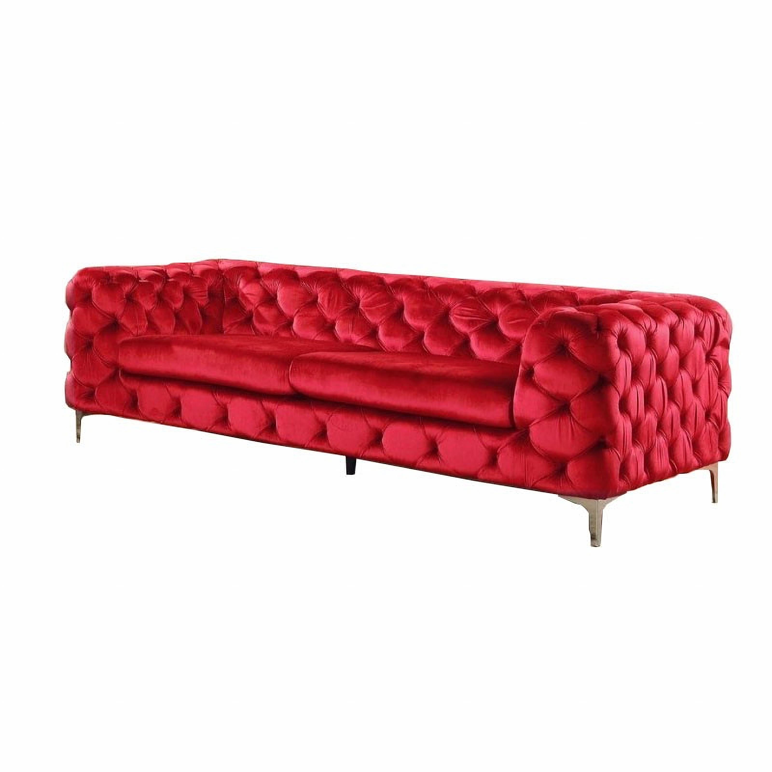 Hand-Crafted Chester 3 Seater Sofa, Red Wine Velvet New For Sale