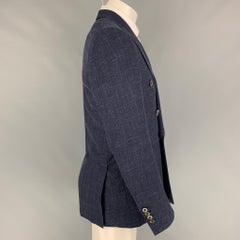 CHESTER BARRIE Size 38 Navy Wool Blend Double Breasted Sport Coat
