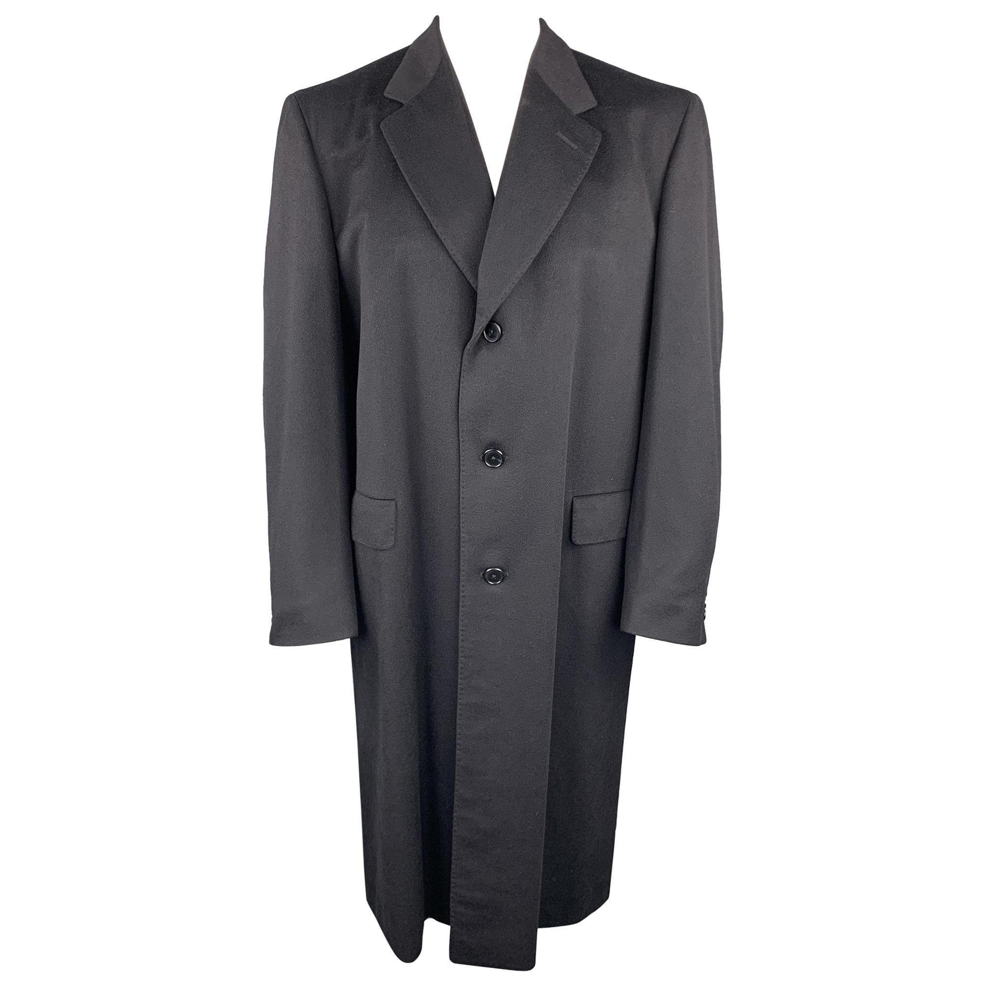 CHESTER BARRIE Size 42 Black Cashmere Notch Lapel Coat