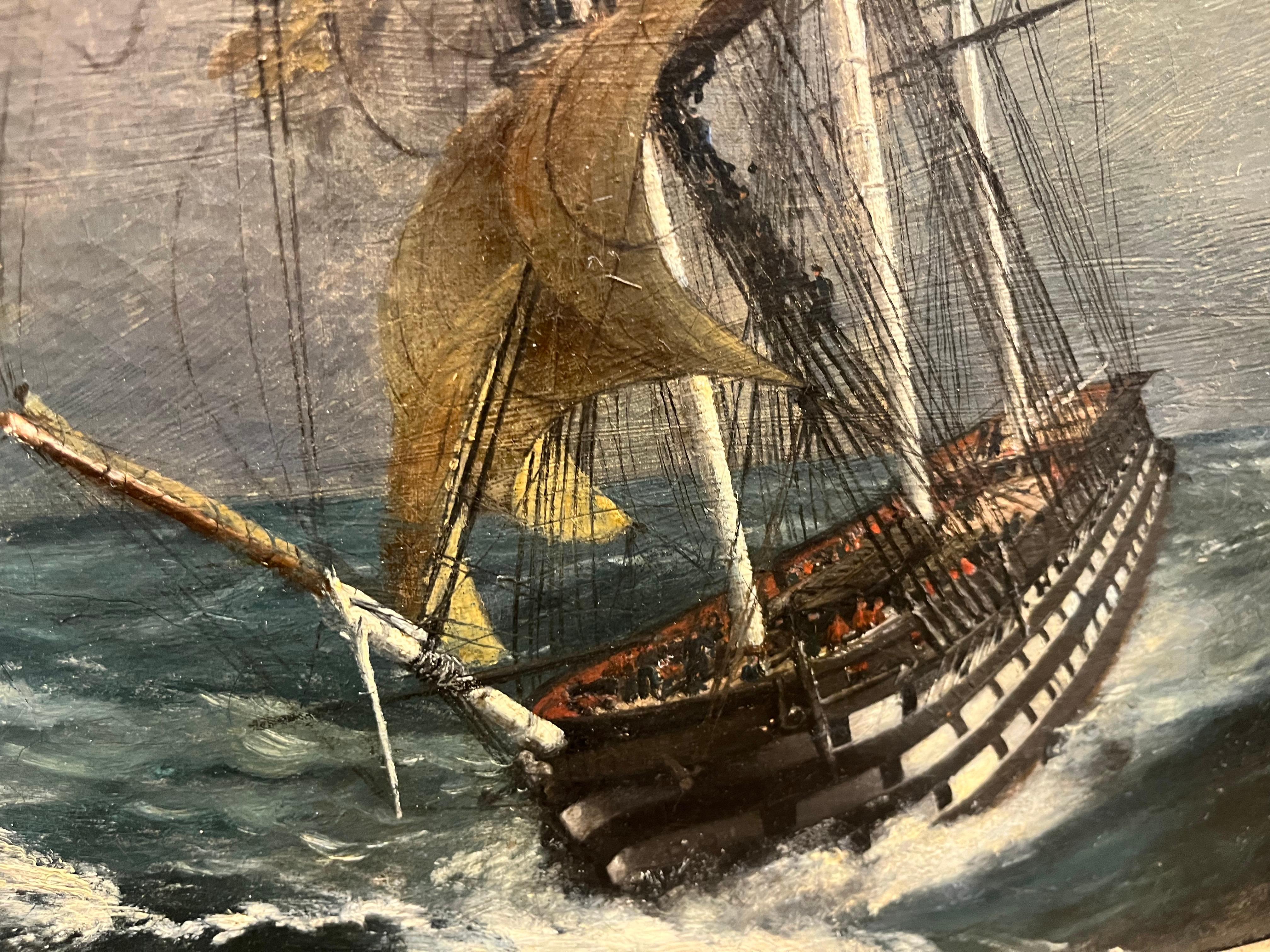 GRANDE PITTURA AD OLIO DEL VECCHIO MASTER Chester Harding (1792 - 1866) FINE XIX SECOLO in vendita 10