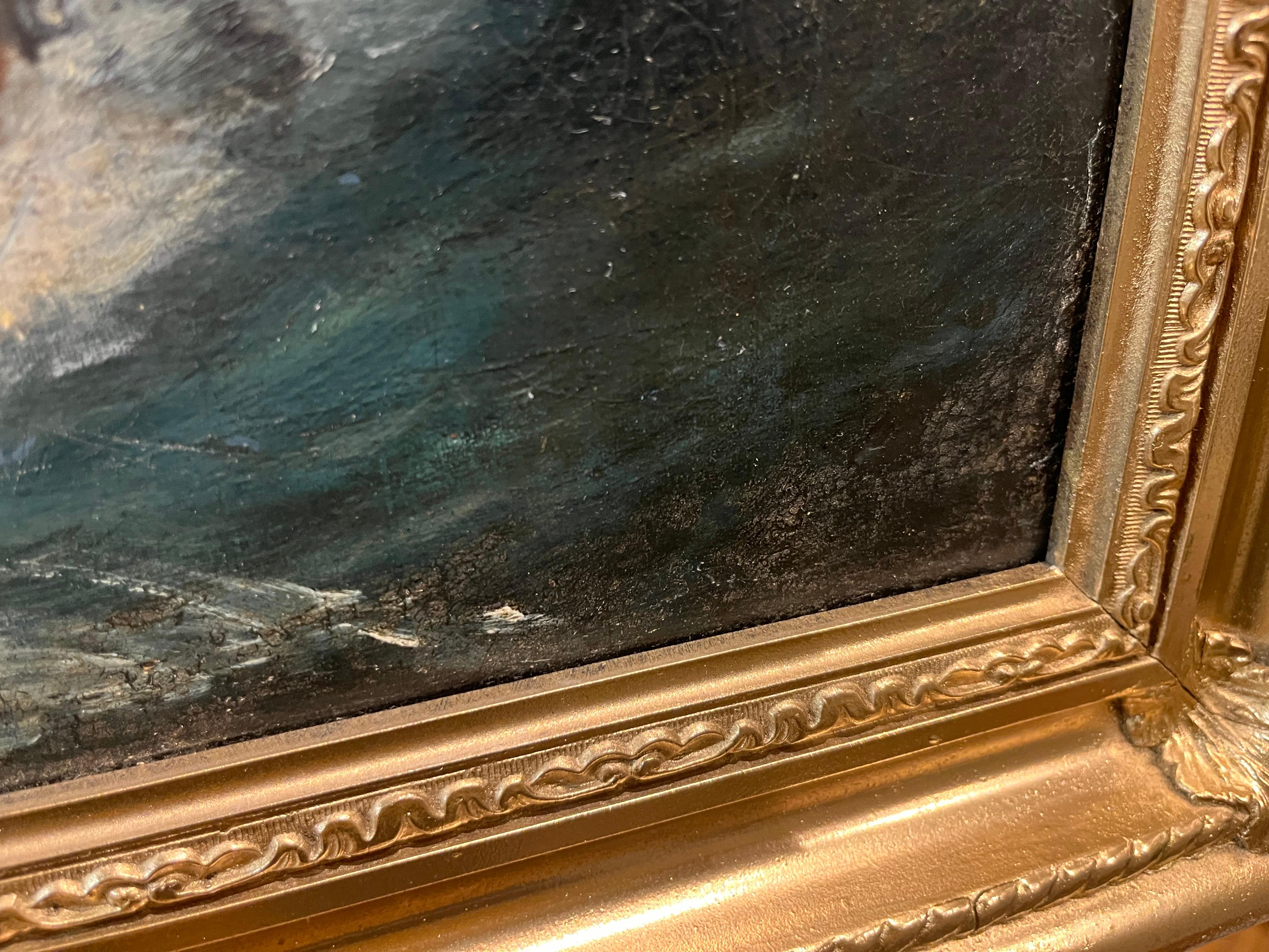 GRANDE PITTURA AD OLIO DEL VECCHIO MASTER Chester Harding (1792 - 1866) FINE XIX SECOLO in vendita 12