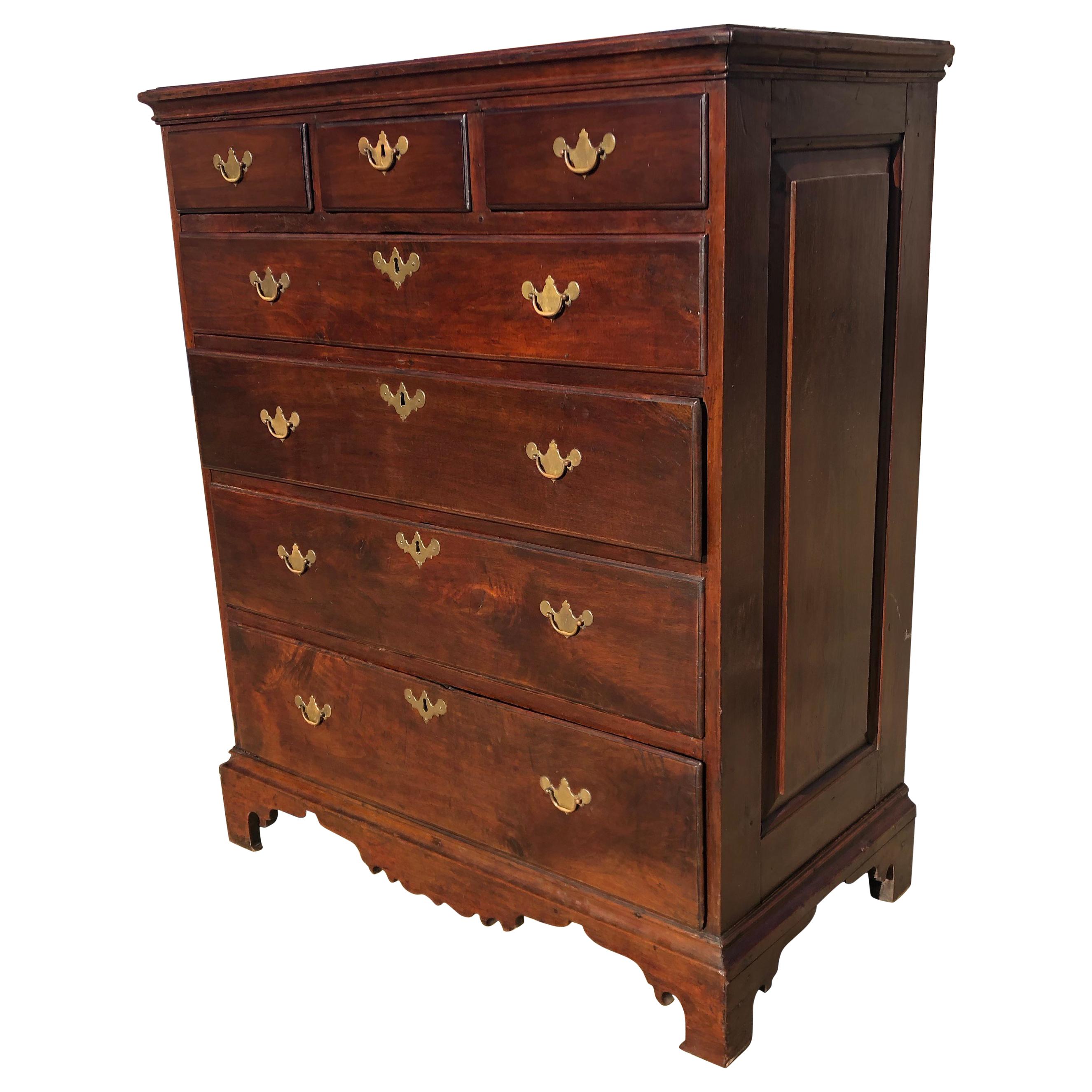 Chester County, Pennsylvania Queen Anne Walnut Chest Raised Paneled Sides  For Sale