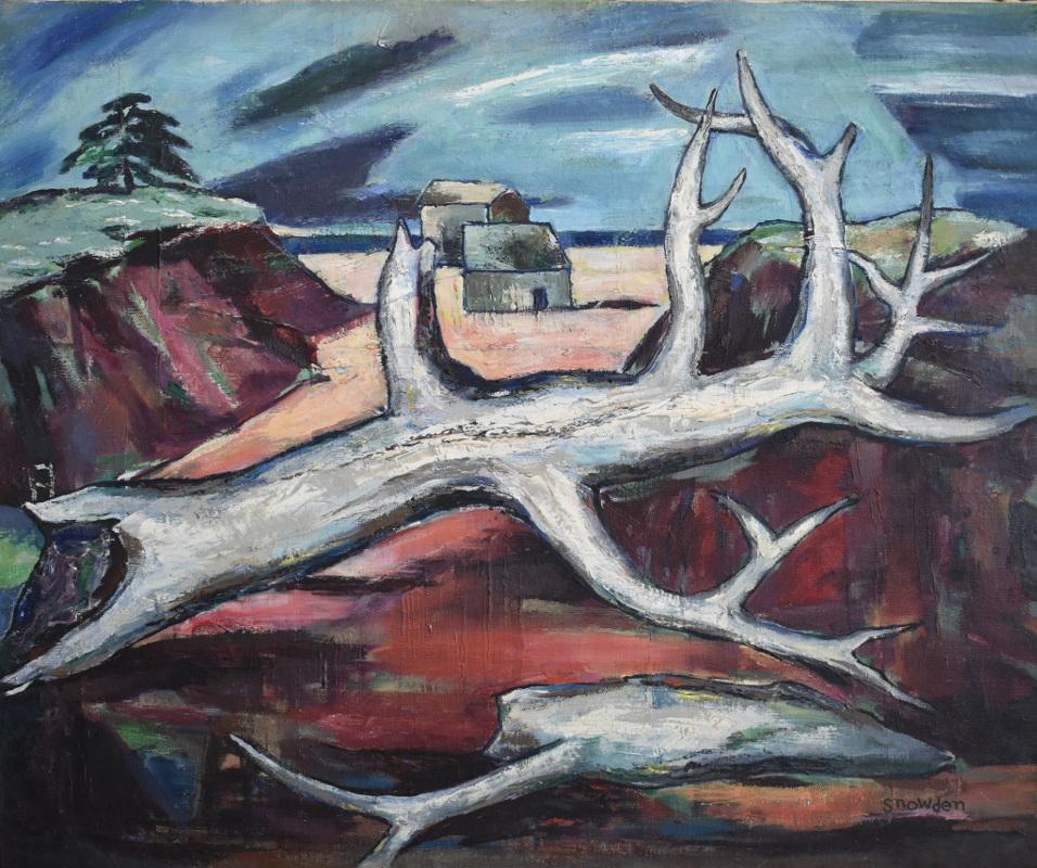 Chester Dixon Snowden Landscape Painting - "Dead Wood"  Texas Mid Century Modern MCM Bold Color thick impasto