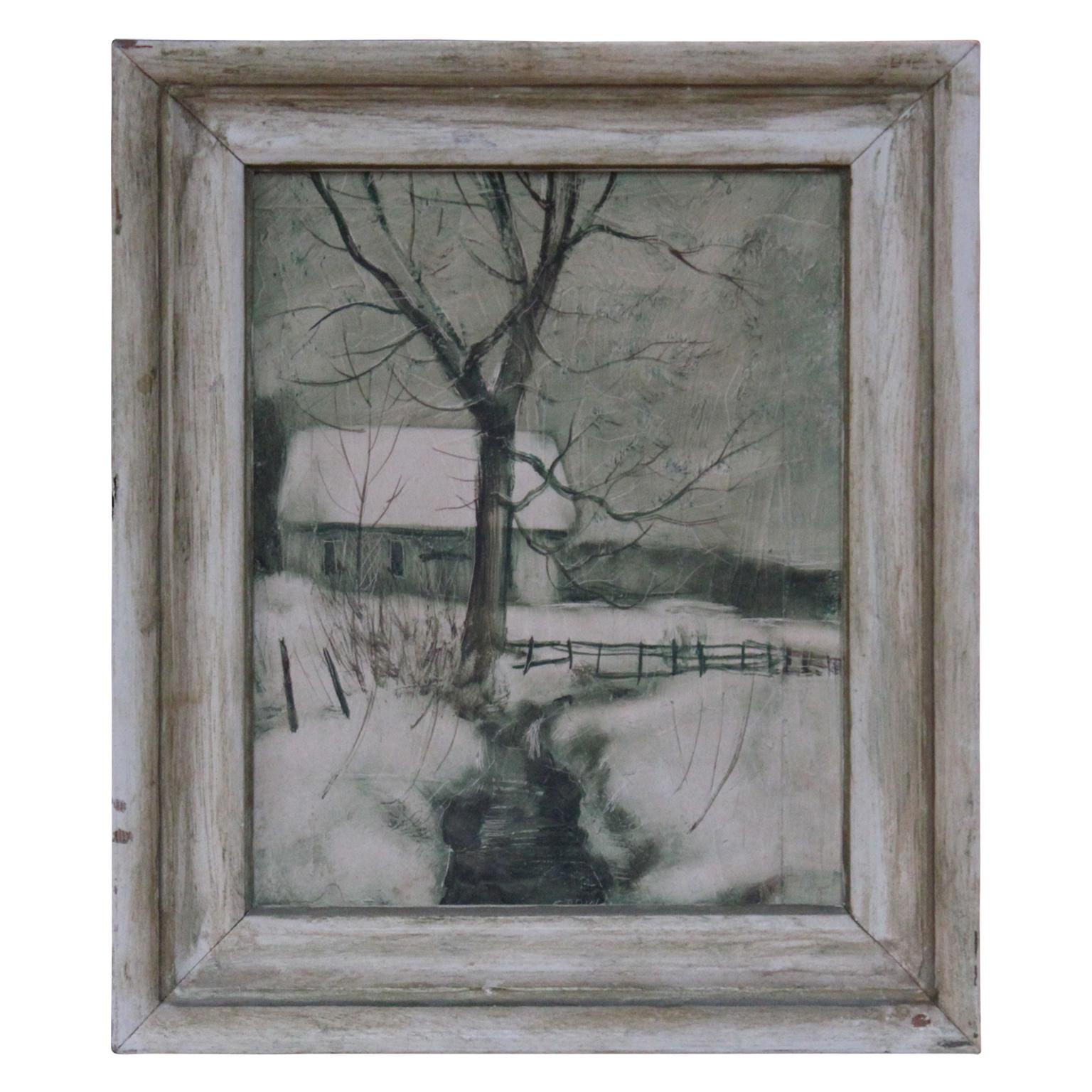 Chester Dixon Snowden Abstract Painting - Winter Scene with a Creek