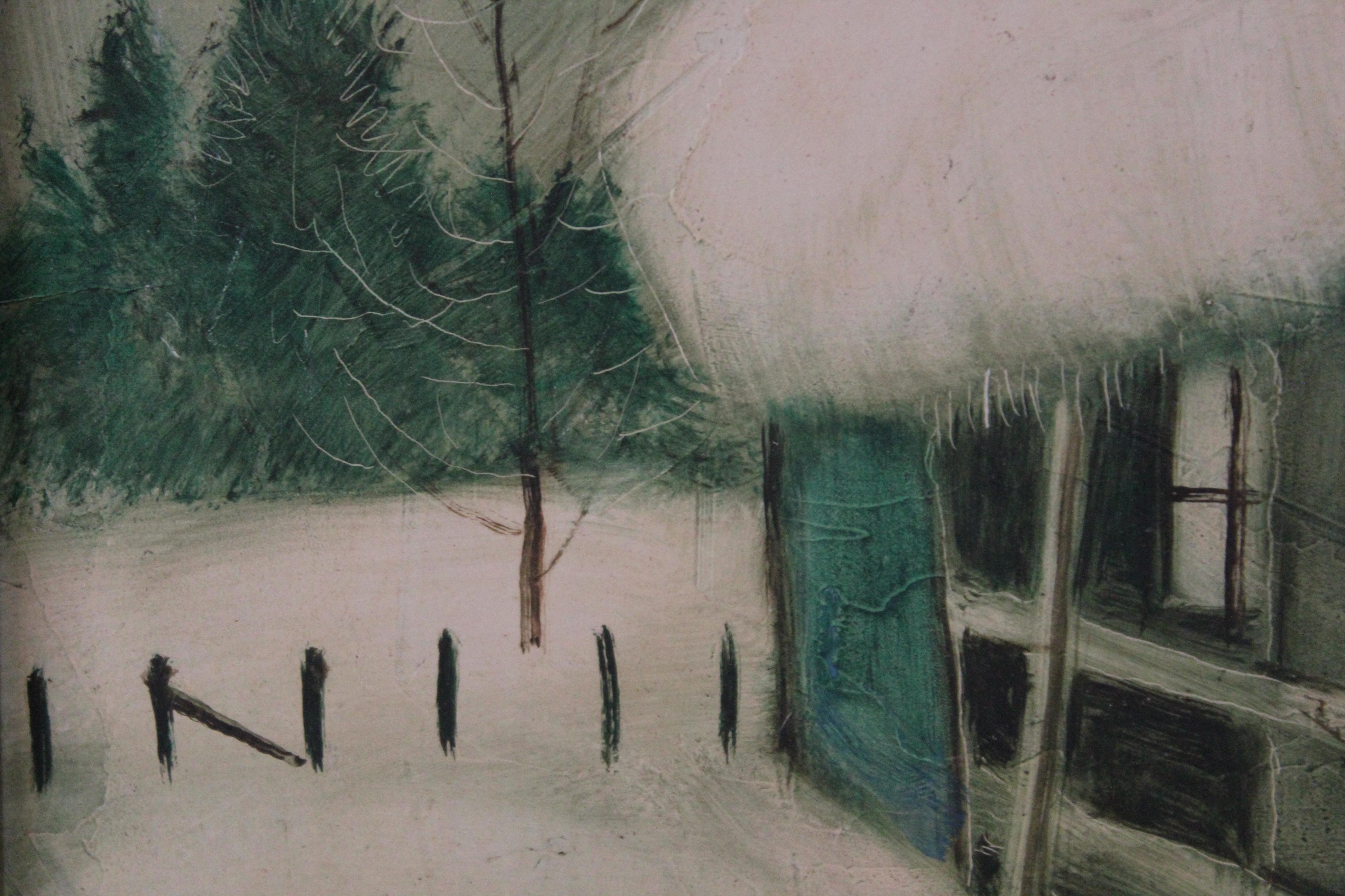 Winter Scene with a House - Painting by Chester Dixon Snowden